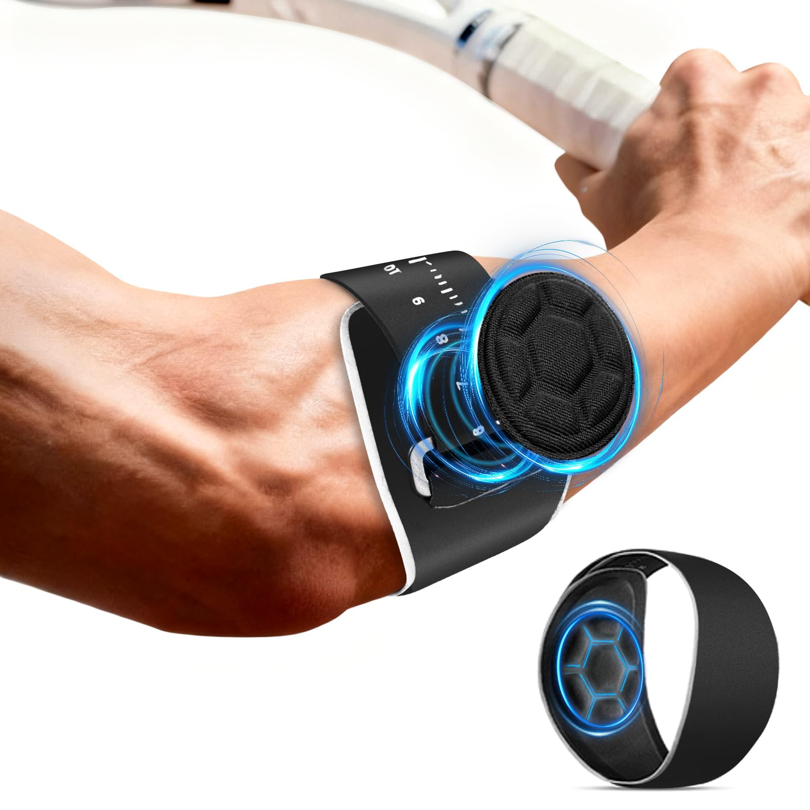 iRabey Ellenbogenbandage für Tennis, Golf, Fitness, Einstellbare Kompressionsbandage für Männer & Frauen, Atmungsaktive Ellenbogenstütze für Sport & Alltag, Schwarz