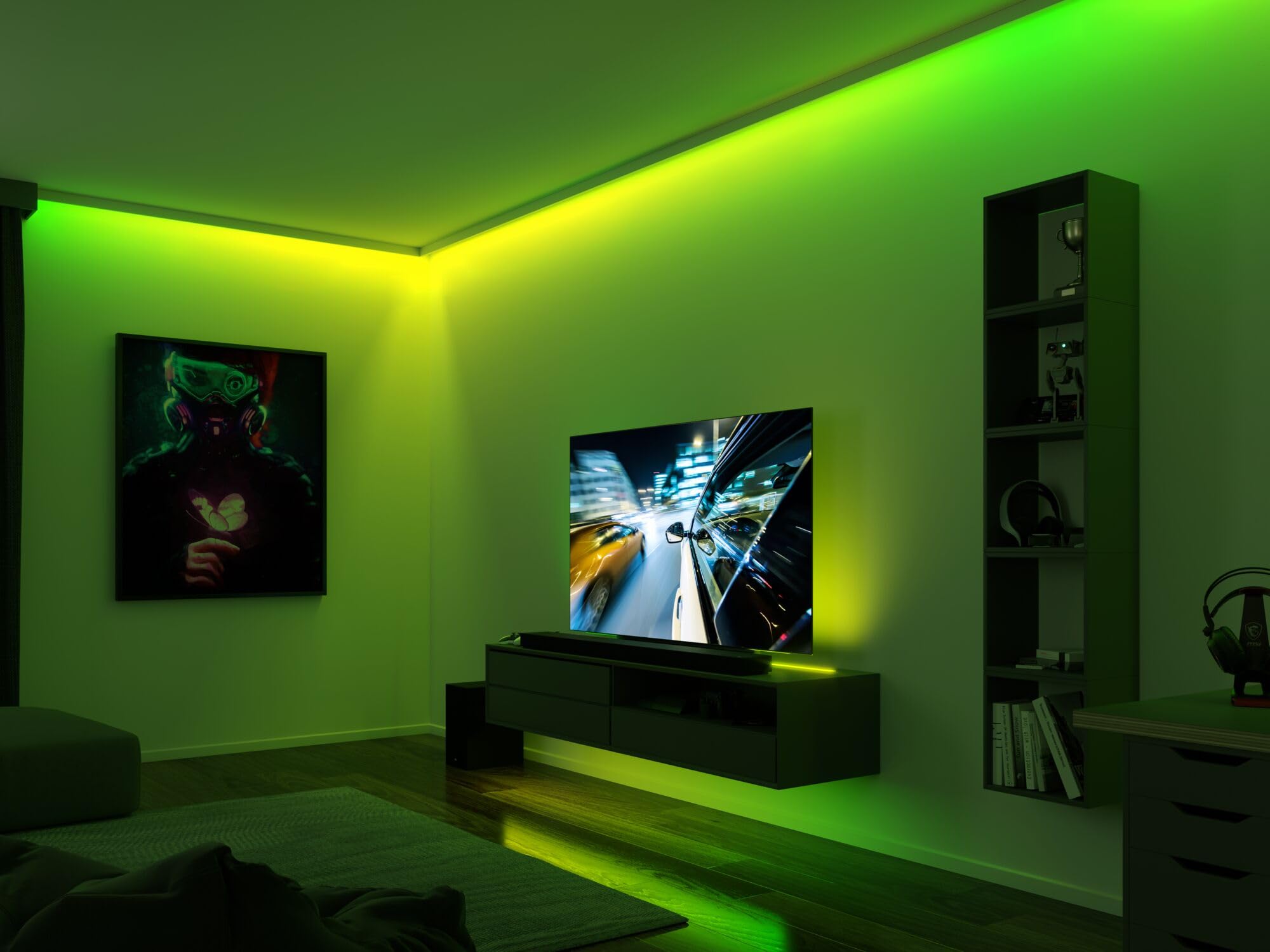 Paulmann 78888 LED Stripe Dynamic Set 5m Dynamic Rainbow RGB IP20 12V DC incl. 1x10,5 Watt dimmbar Lichtband Weiß Kunststoff