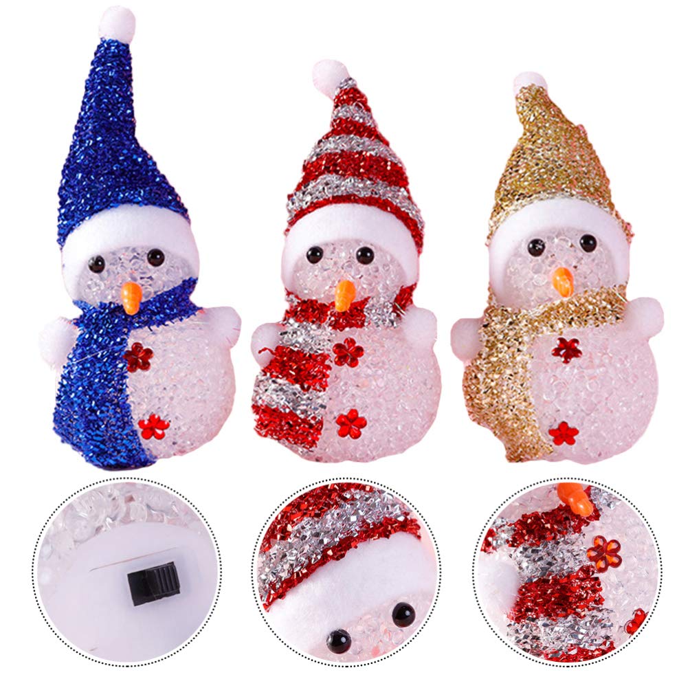 3Pcs Snowman Christmas Lights Xmas Night Lights LED Light Up Snowman Figurine Lamp Table Desk Decoration for Patio Festival Party (White) - Image 2