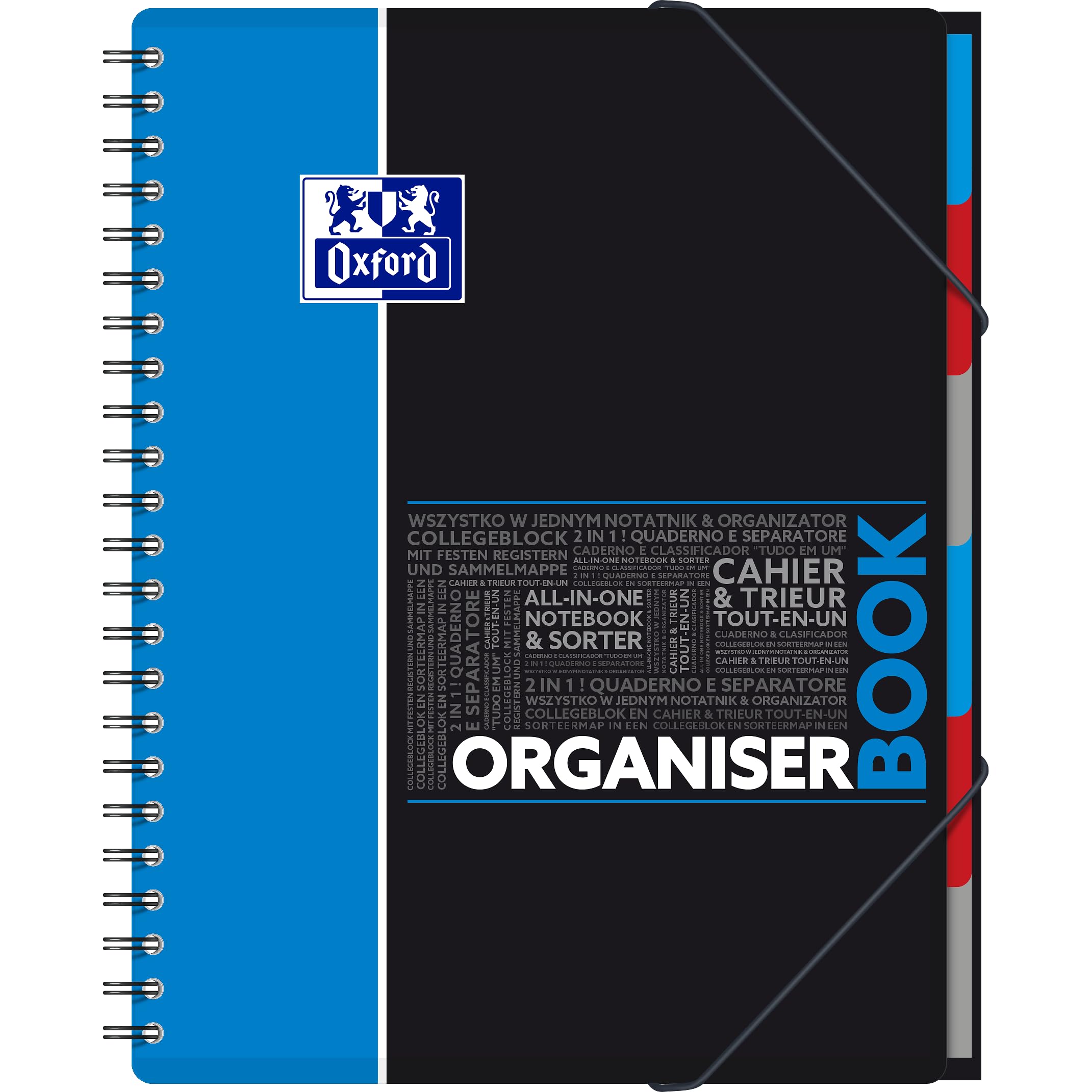 Oxford Lot de 1 Organiserbook Cahier A4+ Ligné Etudiant 160 Pages Couleurs Aléatoires