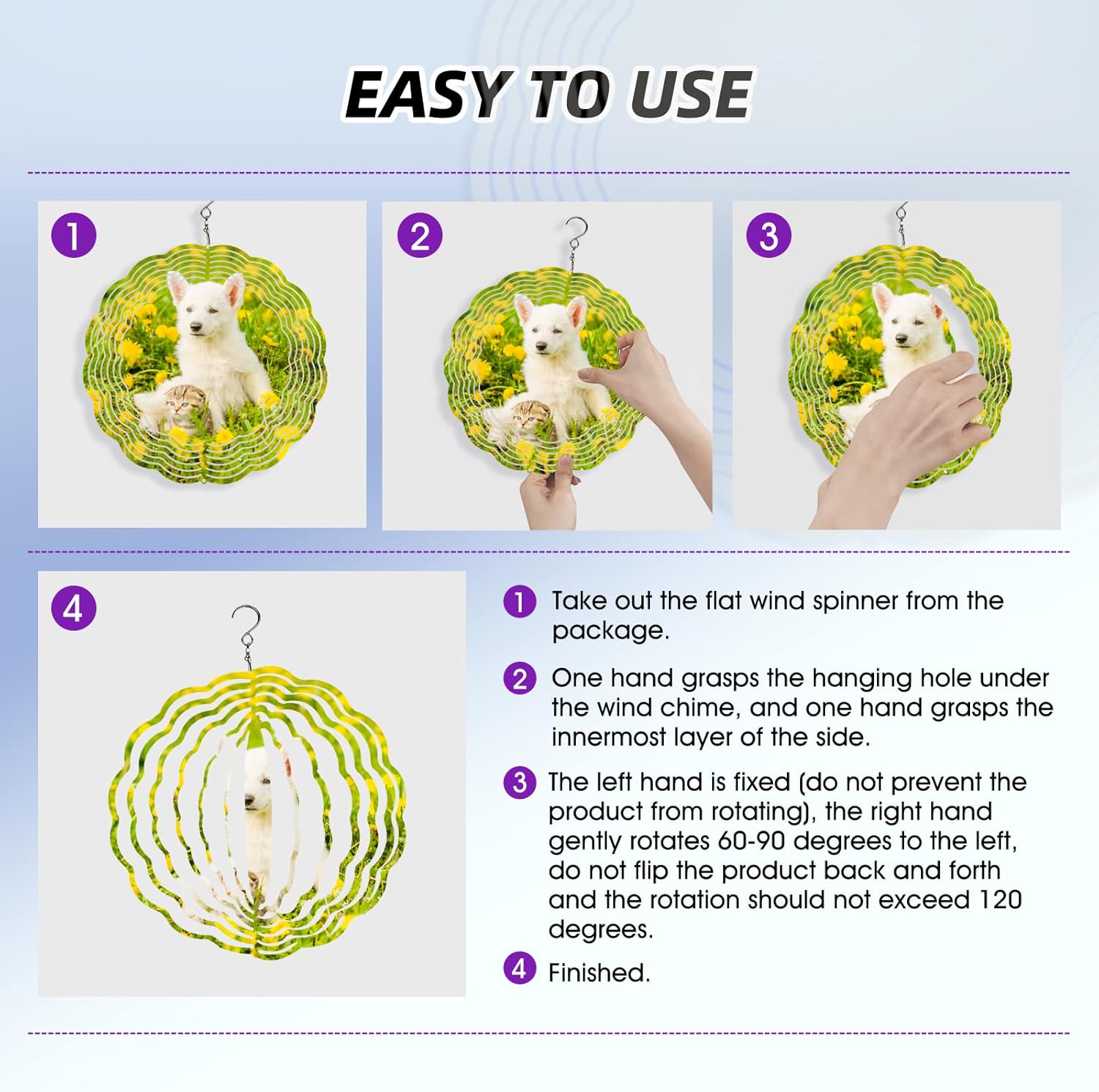 5 Pack Sublimation Wind Spinner Blanks 10 Inch Wind Spinners Sublimation Blanks 3D Aluminum Metal Wind Spinners for Yard and Garden Indoor Outdoor Window Porch Front Door Decoration Round