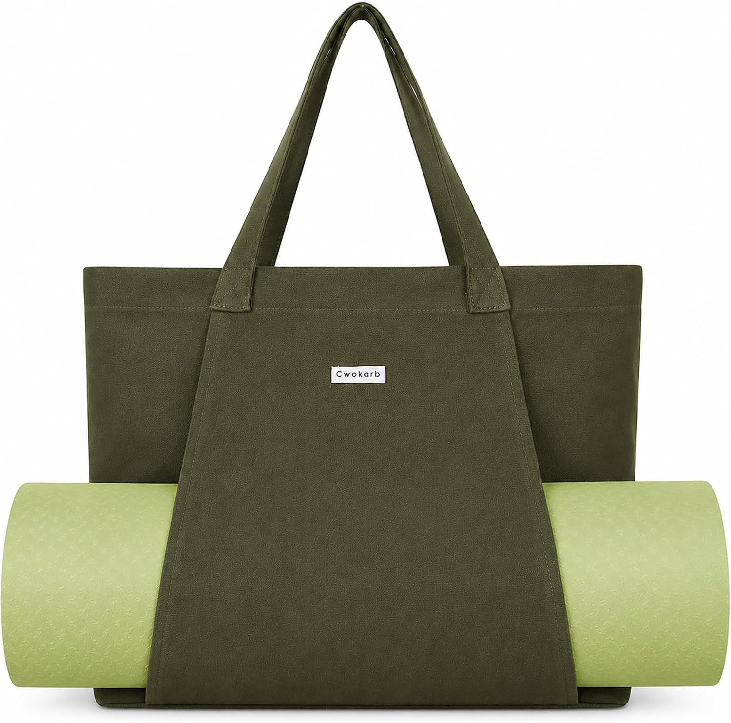 Yoga Mat Bag for Women, Pure Cotton Canvas Yoga Tote with Wet/Dry Pocket, Bottle Holder & Inner Zipper Pocket, Yoga Mat Carrier Bag for Pilates, Gym, Travel, Beach