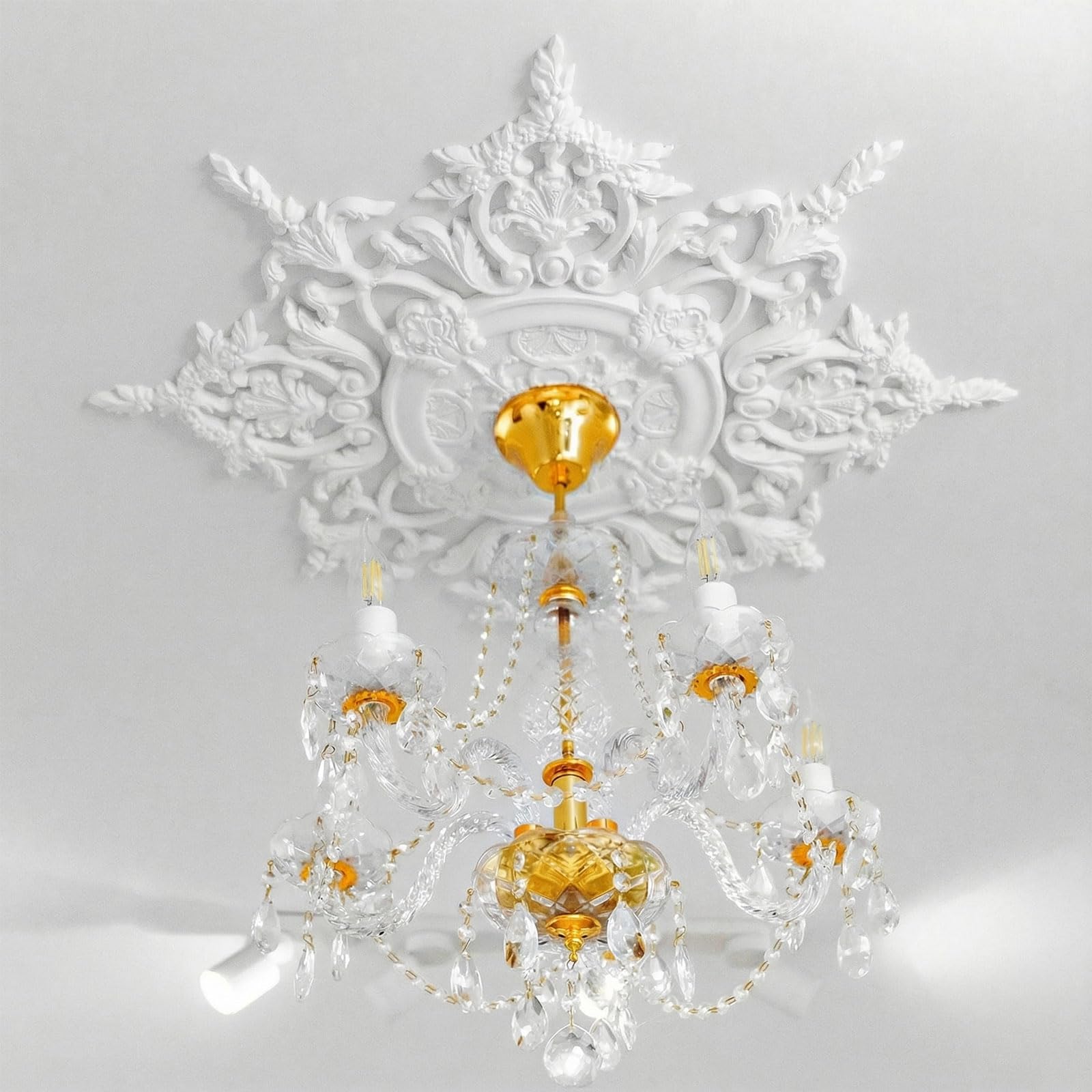 Sintuff 47.24 Inch Large Ceiling Medallion for Light Fixtures, 47.24"OD x 3.15"ID, Thermoformed Classic PVC Design Primed Ready to Paint for Chandeliers Ceiling Light Decoration — Amazon image 6