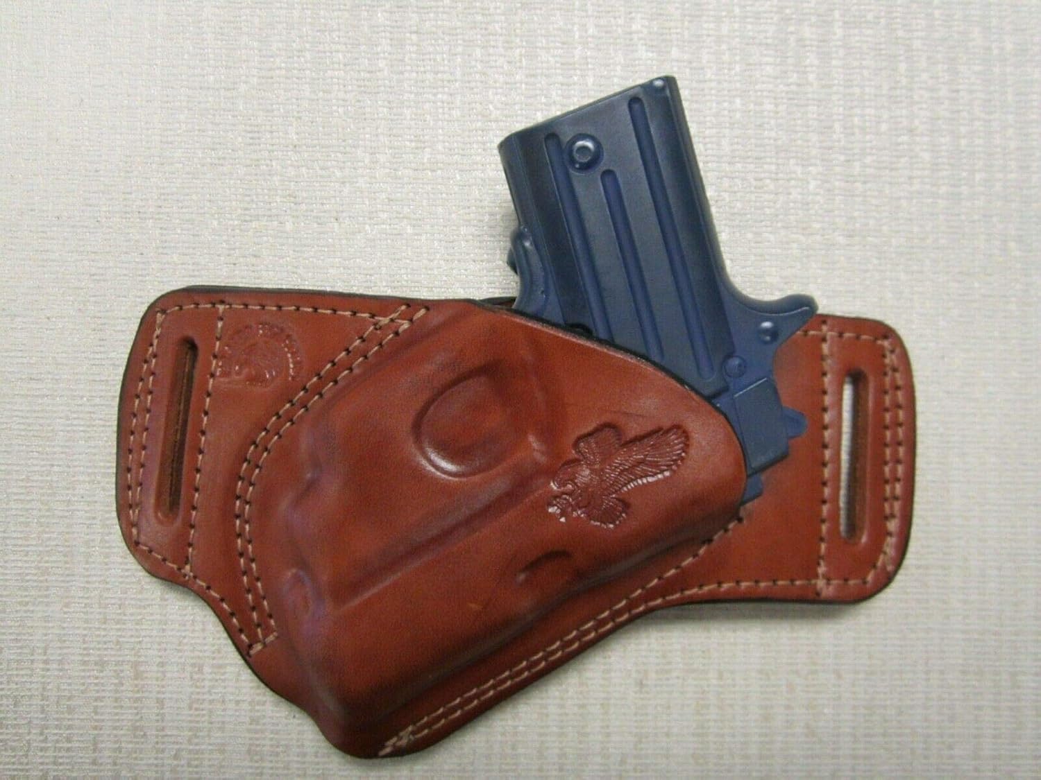 Fits SIG P238 with CT Laser,SOB, OWB Brown Leather Belt Holster, Right Hand