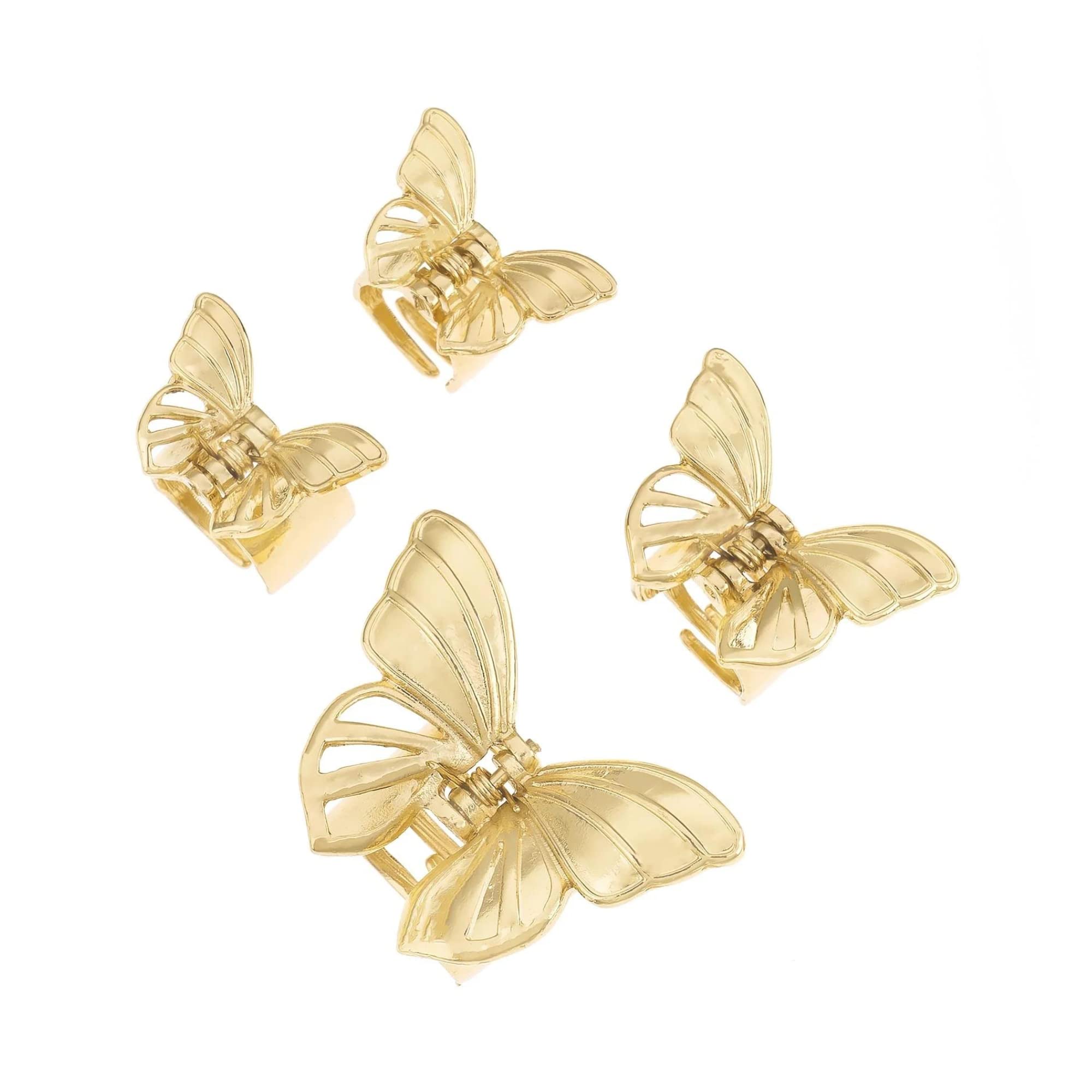 Ettika Gimme Butterflies Golden Hair Clip Elegant Golden Butterfly Hair Clip Set | Lady Black Tie main image 4