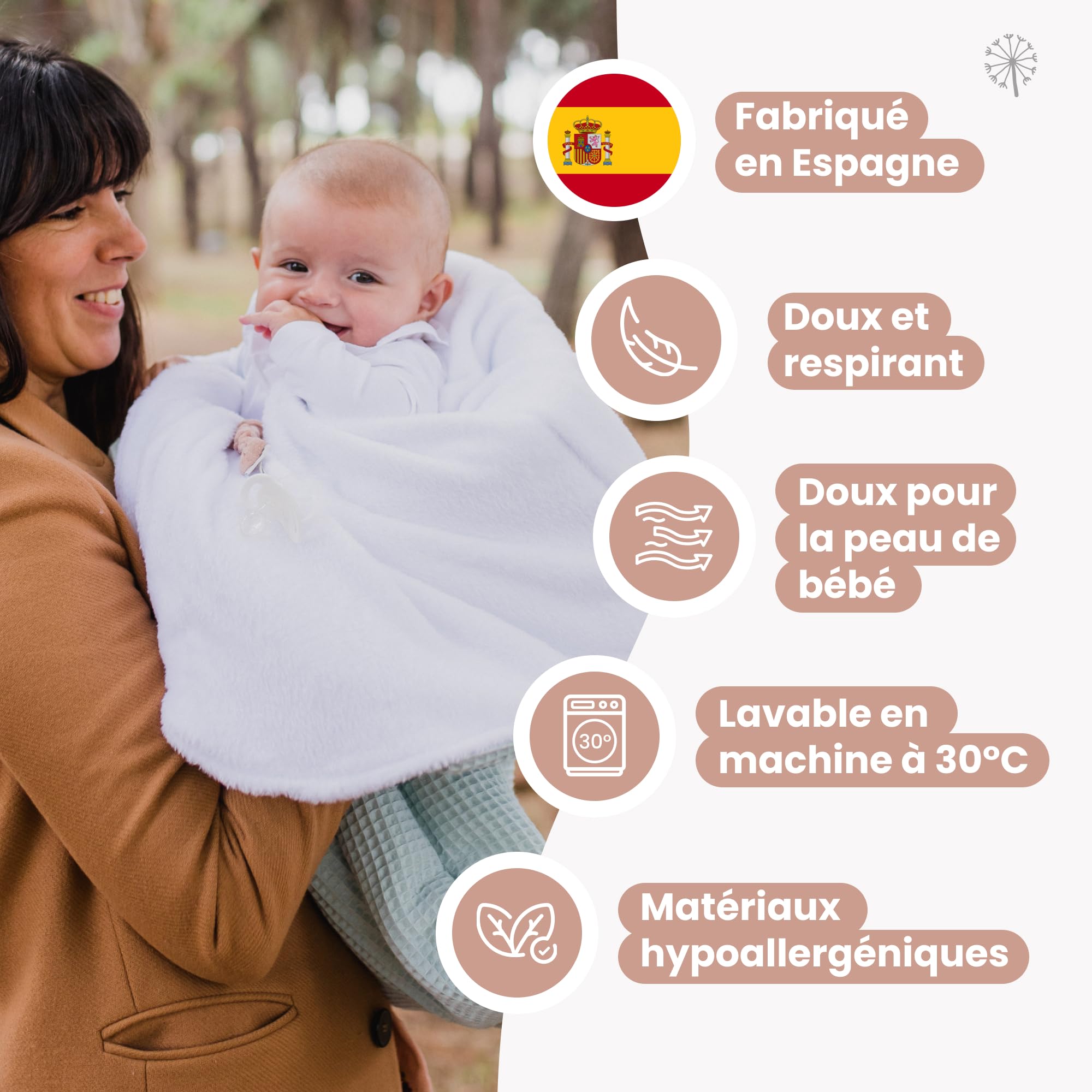 MIMUSELINA Nid d'ange Bébé Hiver Poussette et Berceau | Gigoteuse 0-6 Mois Hiver en Coton Doux | 2 en 1: Sac de Couchage Bébé 92x46 cm ou Couverture Emmaillotage 92x92 cm | Espagne