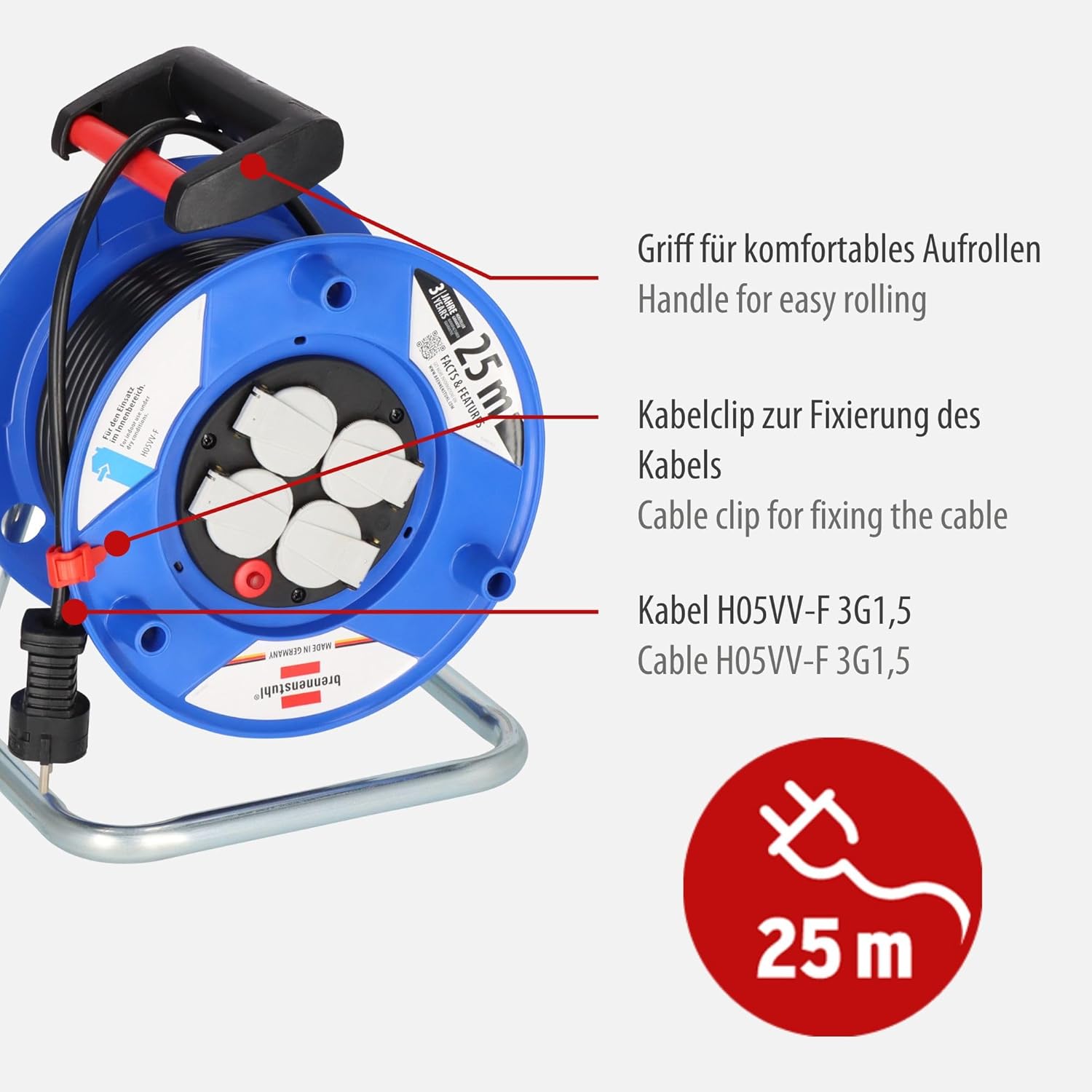 Brennenstuhl Garant Cable Reel Indoor 25 m, 1218050