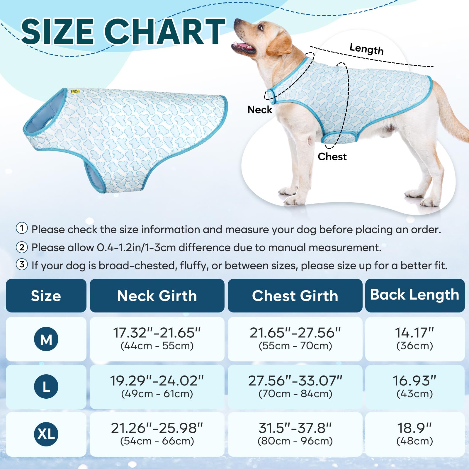 Gilet rinfrescante per cani – Leggero, protezione UV, regolabile, riutilizzabile, raffreddamento evaporativo, reversibile. Ideale per escursioni, corsa, viaggi, giochi.