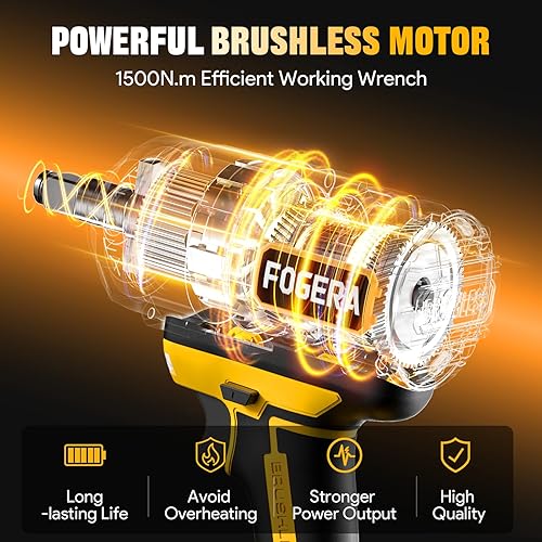 Miniatura 2 de Llave de impacto inalámbrica de 1/2 pulgada – Compatible con baterías Dewalt de 20 V, 1100 pies-libras (1500 N.m), destornillador de impacto de alto