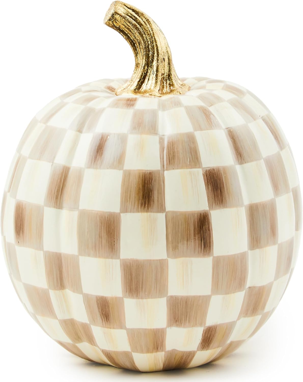 MacKenzie-Childs small pumpkin decor, resin, mocha check