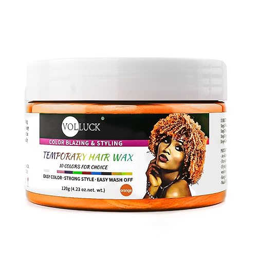 VOLLUCK Cera de color temporal para el cabello, tinte para el cabello, color naranja, para fiestas, cosplay, Halloween, Navidad, 4.23 onzas (naranja)