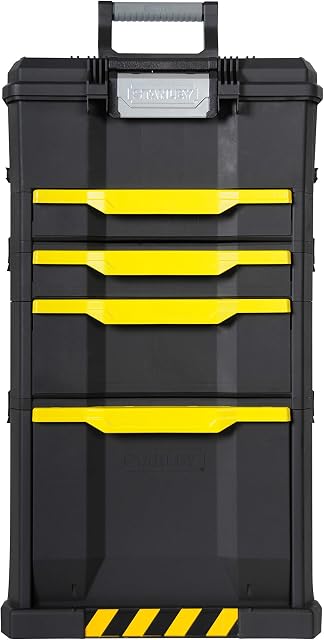 STANLEY Rolling Workshop Toolbox, Detachable Toolbox with Drawers, Flip Bin, Back Pocket, 7 Heavy Duty Wheels, 1-79-206