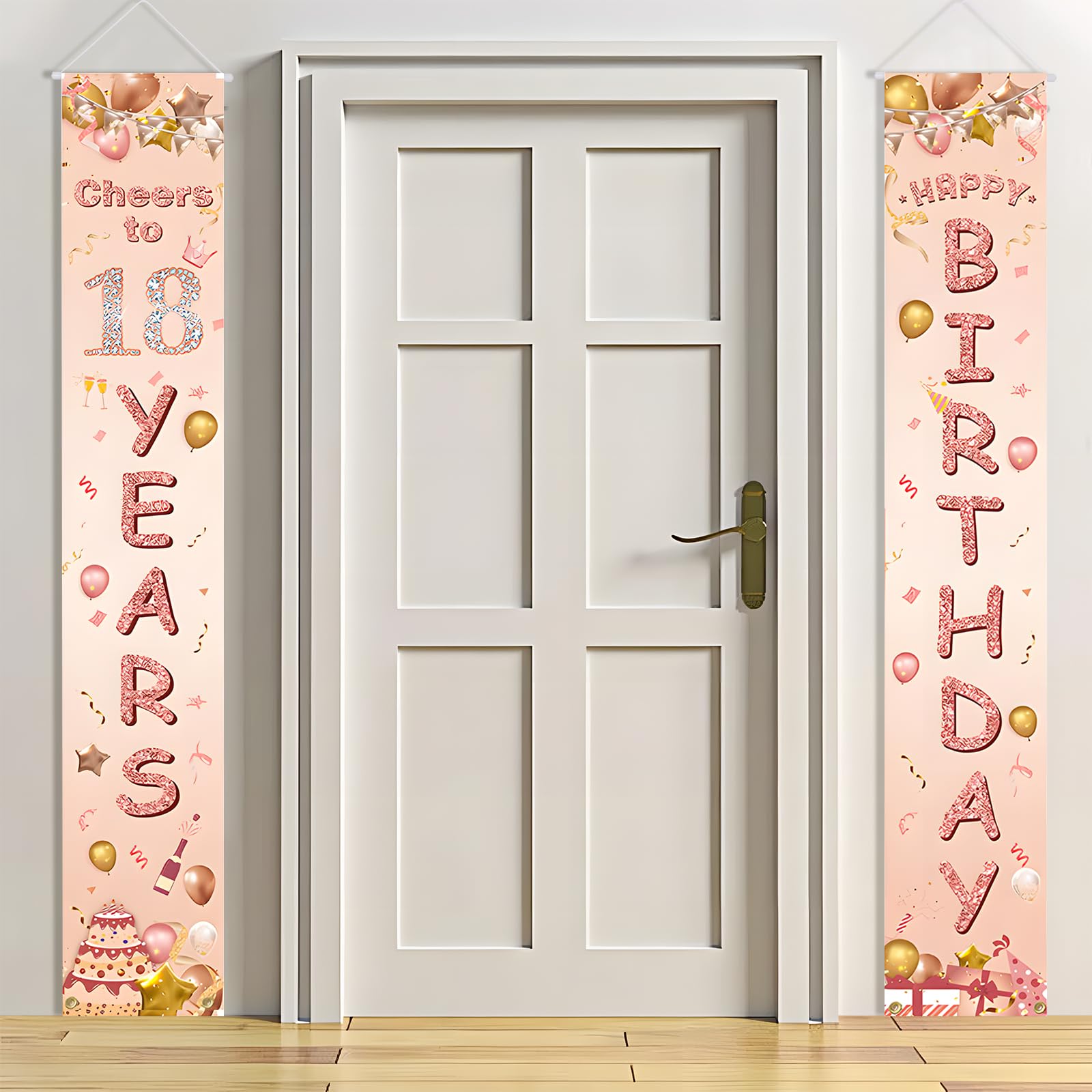 Happy 70th Birthday Door Banner, 70th Birthday Decorations Banner for Her, Rose Gold 70 Banners Porch Sign for Birthday Party Indoor Outdoor Decoration — view 6