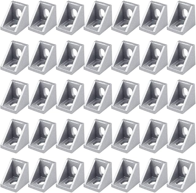 35 Pieces 2020 Corner Bracket Aluminum Alloy for 20 Series Extrusions, Right Angle Joint Brace Fastener for 3D Printer Cutting Machine