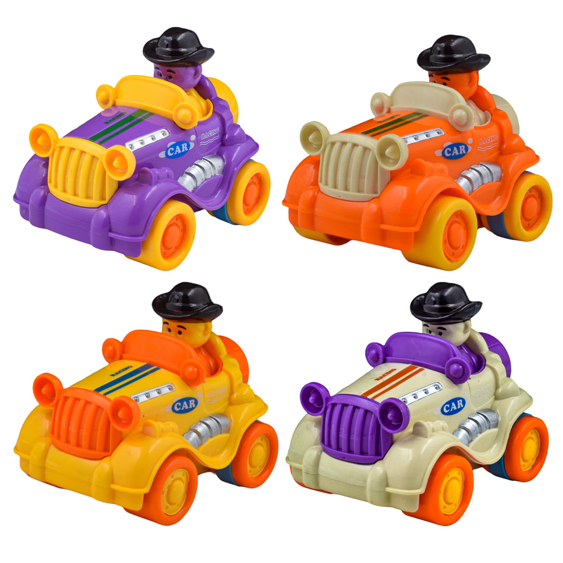 WISHKEY Plastic Push and Go Car Set, Cartoon Design Friction Powered Car, No Battery Needed, Unbreakable, Non-Toxic Paint, Car Toys for Kids, Multicolor, 3+ Years (Set of 4) (B0CSPDBBRZ) Amazon Price History, Amazon Price Tracker