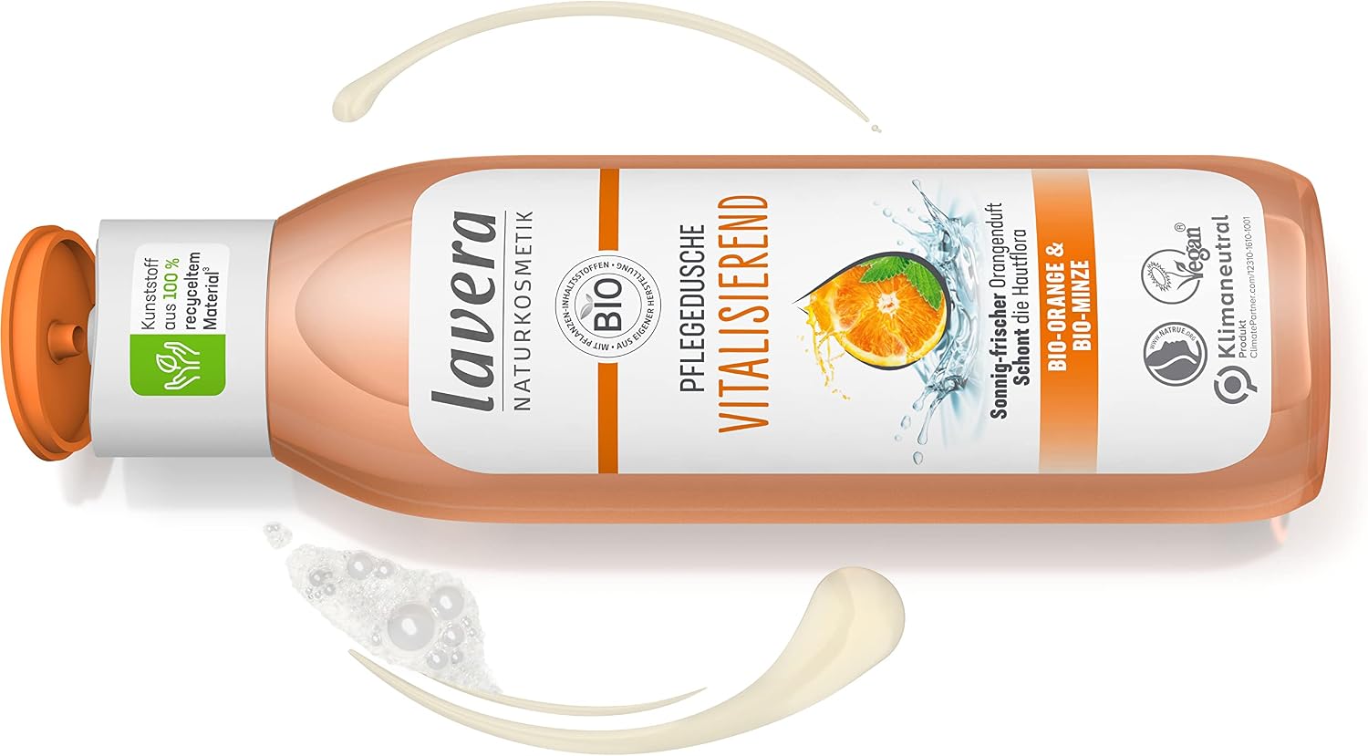 lavera Vitalising Shower Gel, Organic Orange & Organic Mint, Natural Cosmetics, Vegan, Shower Gel, pH Neutral - Image 4