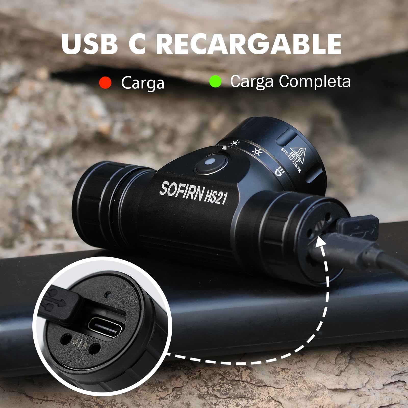 Sofirn HS21 Linterna Frontal LED Recargable, Superbrillante, 2200 Lúmenes, Luz Roja, Amarilla y Blanca, Adecuada para Senderismo, Montañismo, Trabajo e Iluminación de Emergencia