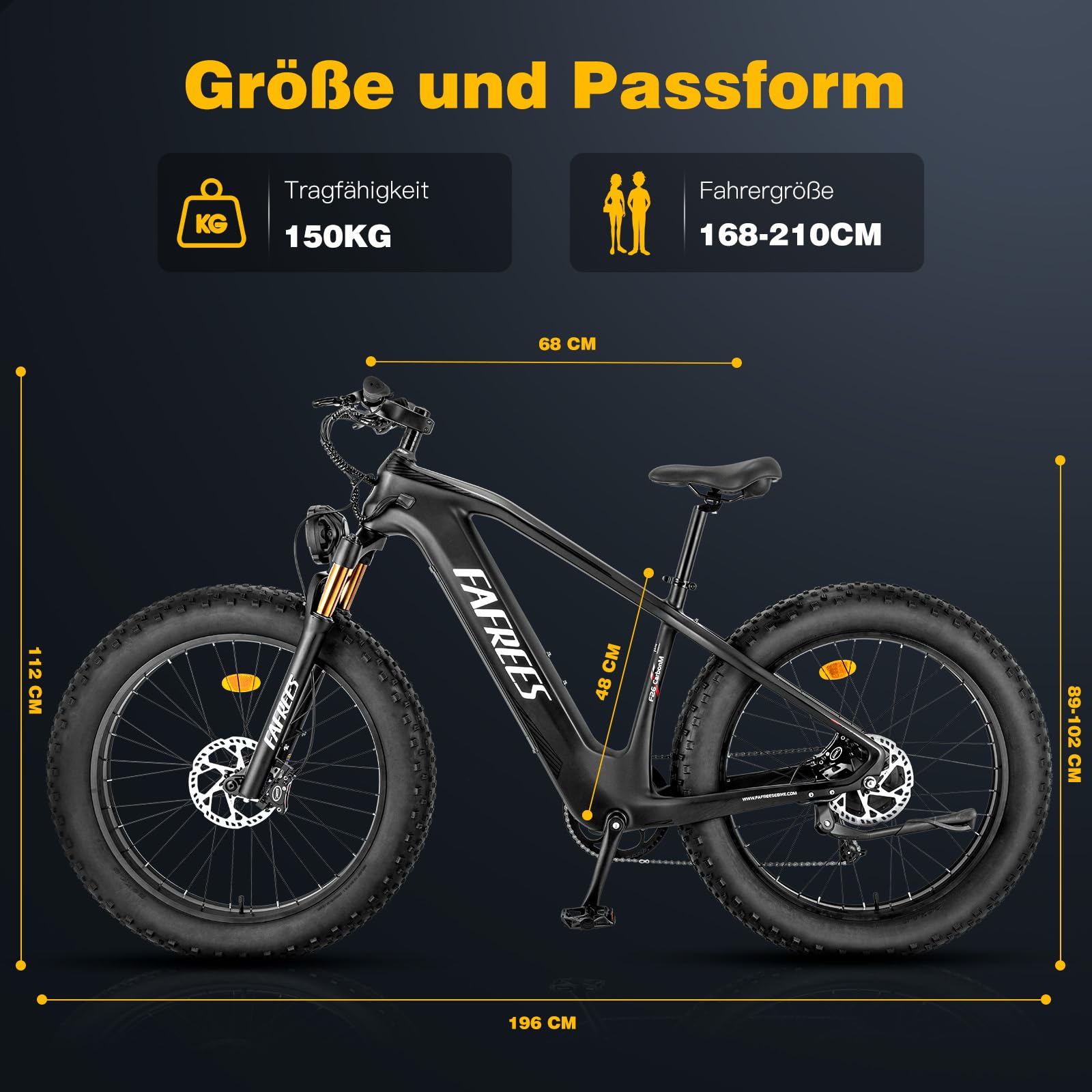 Fafrees Official F26 CarbonM Hydraulic Disc Brakes E-Bike Men 26 Inch 1080 W Battery up
