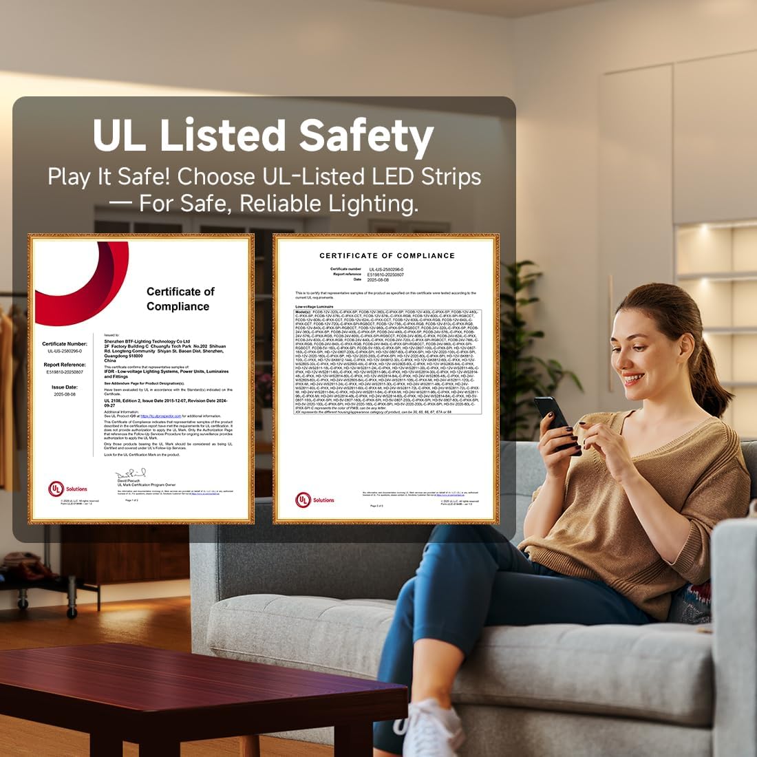 BTF-LIGHTING FCOB COB LED Strip CCT Tunable 3000K-6000K,UL Listed DC24V 32.8FT CRI 90+ Dimmable LED Tape Lights,640LEDs/m Dotless for Bedroom Kitchen Indoor Decor(No Adapter or Controller)