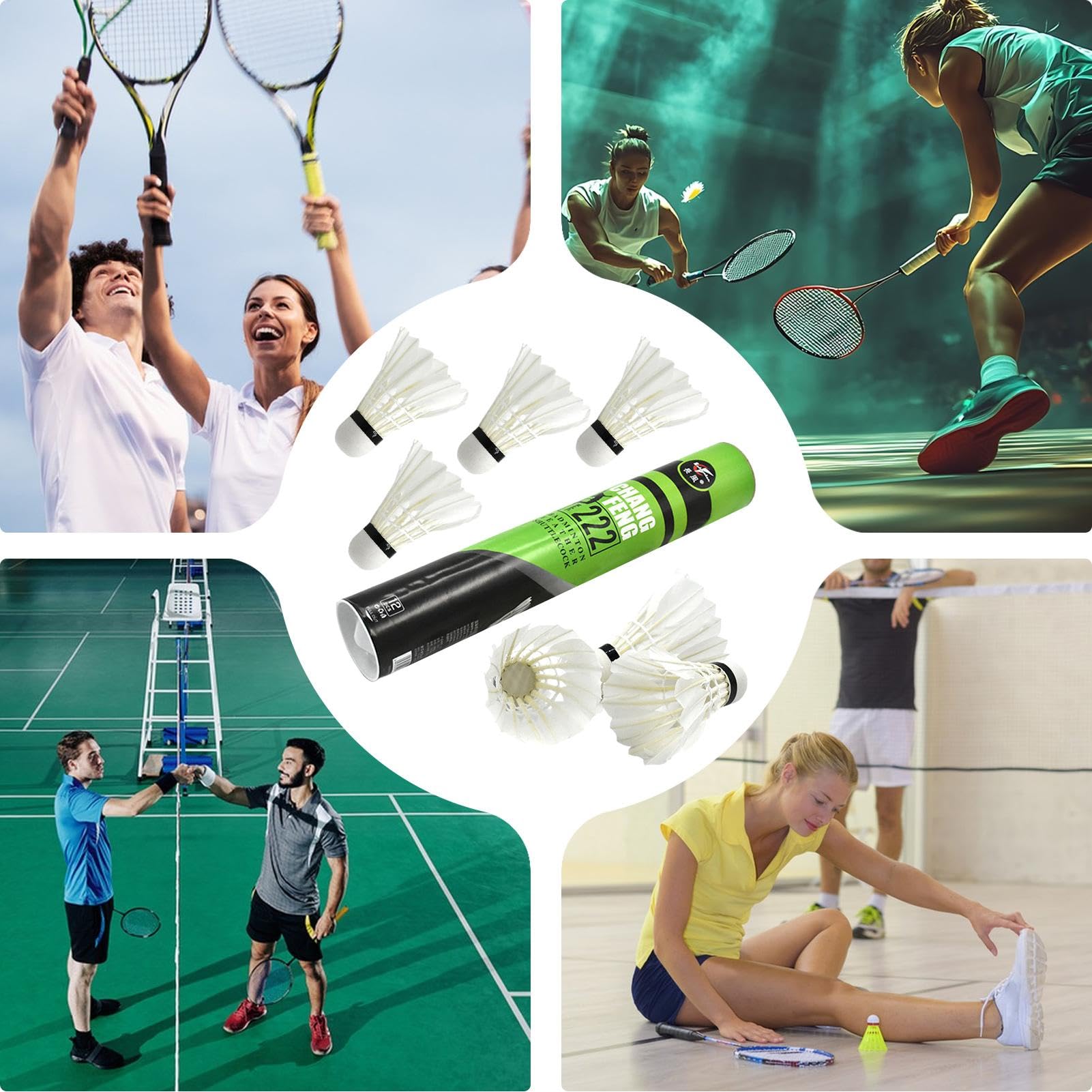 Feather Badminton Shuttlecocks, Training Shuttle Balls Set, Indoor Outdoor Badminton Shuttlecocks, Durable Feather Badminton Set, Lightweight Shuttlecocks For Kids, Training Badminton Feather Balls,