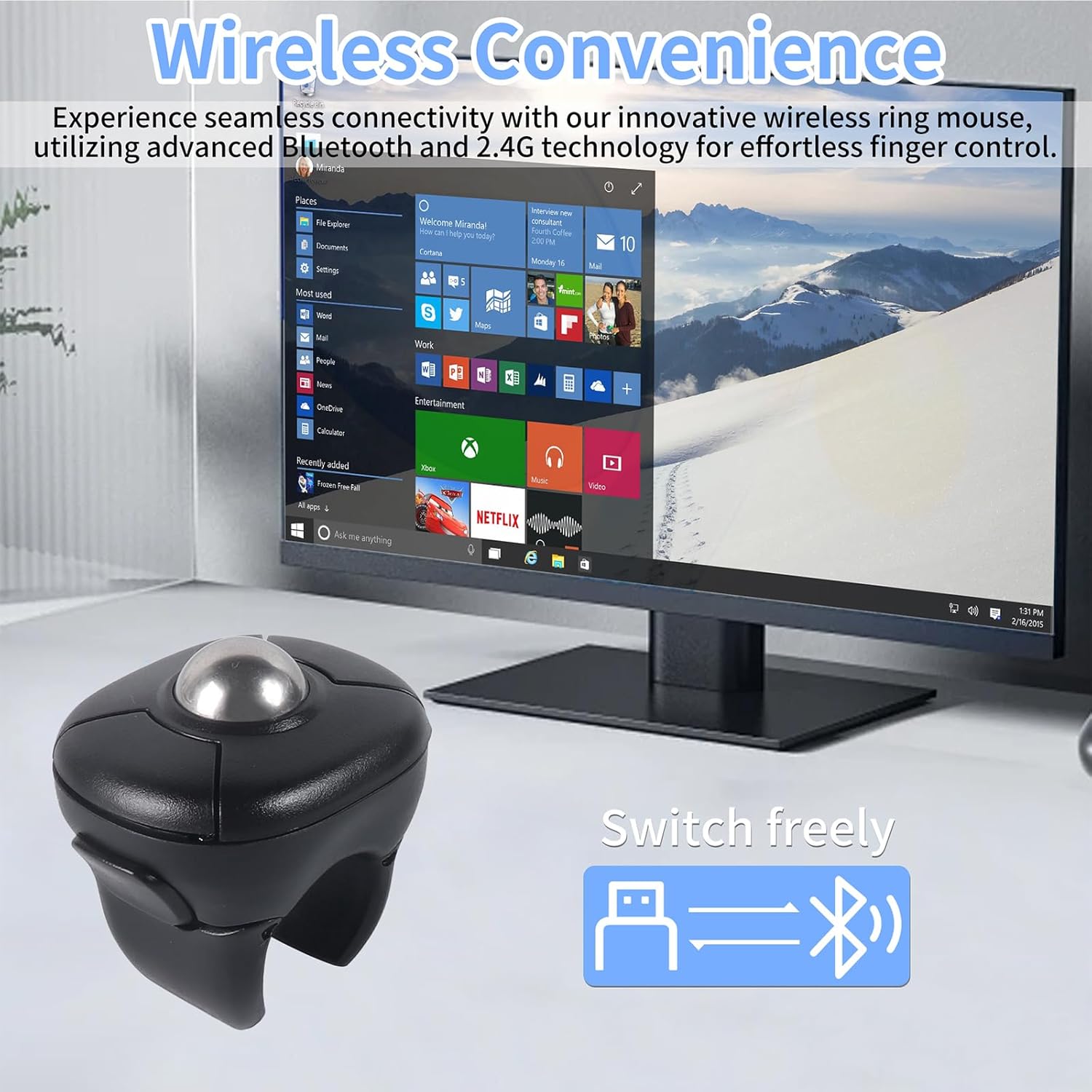 elec Space Wireless Ring Mouse - Creative Air Finger Trackball for Tablets & Phones, Bluetooth & 2.4G Connectivity, Ideal for Video Streaming, Remote Photography, and Music Control