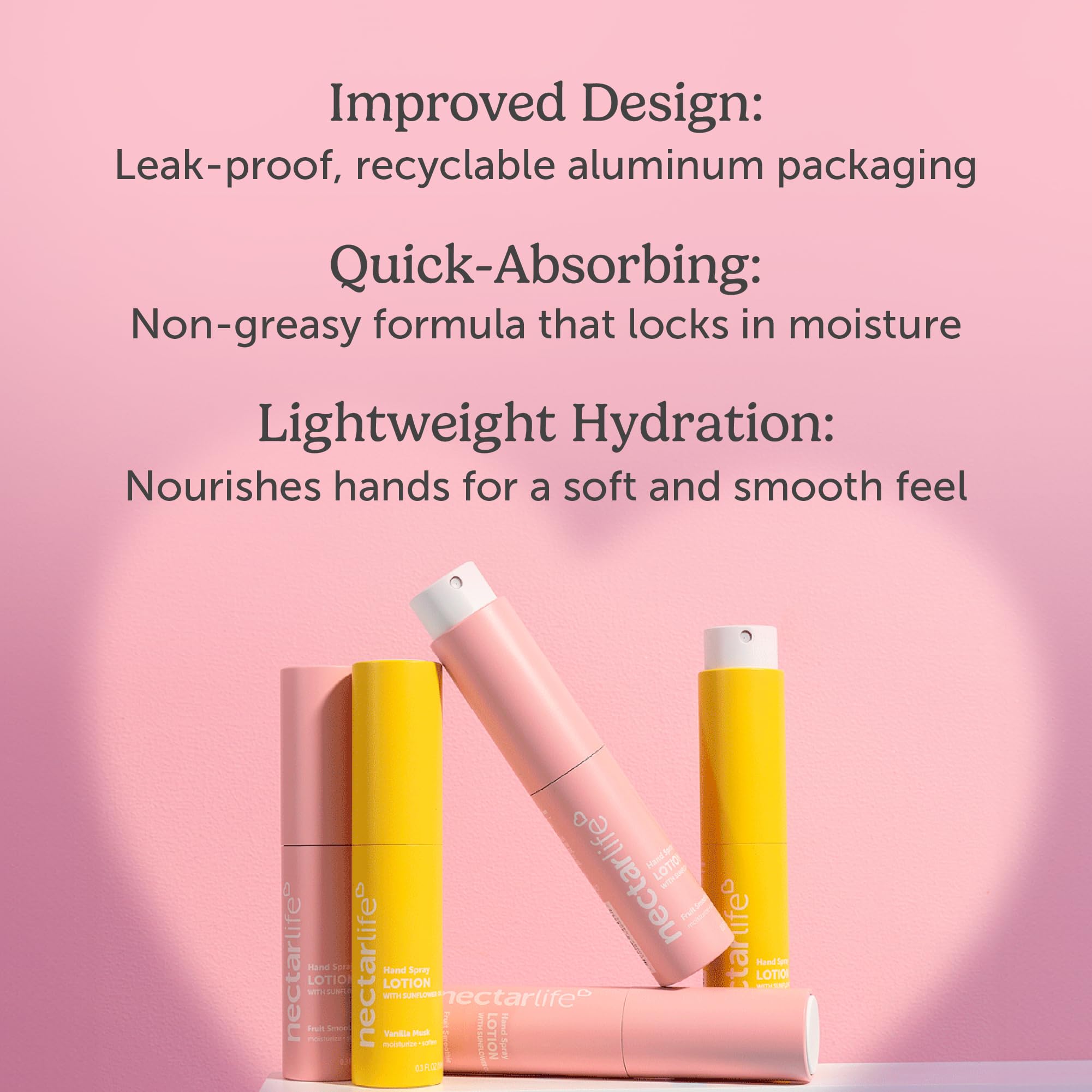 Nectar Life Feuchtigkeitsspendende Handsprühlotion, Frucht-Smoothie-Duft, 10 ml Reisegröße, leicht, nicht fettend, TSA-freundlicher Feuchtigkeitsnebel