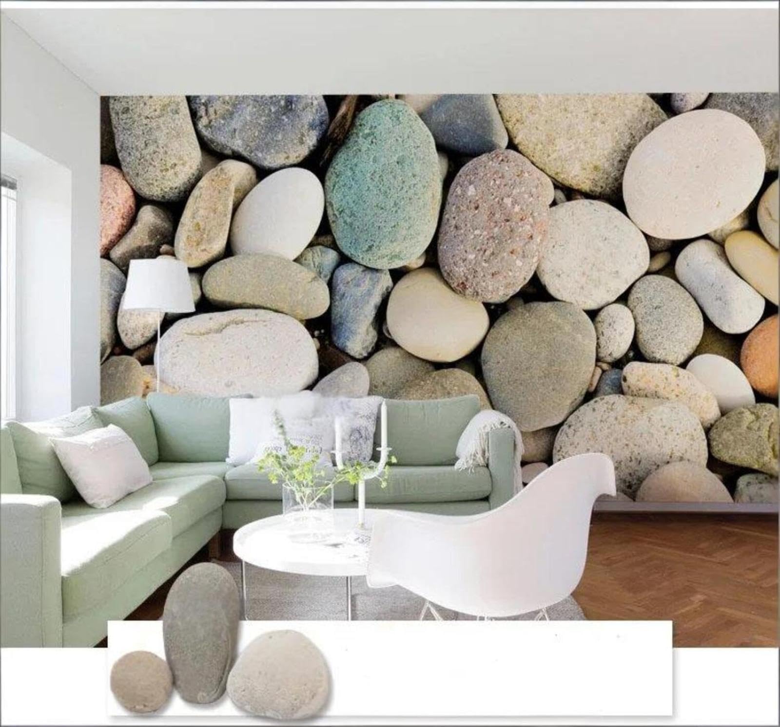 Minimalist Three Dimensional Multicoloured Pebbles Personalised 3D Wallpaper Easy Install Feature Office Living Room Sofa Bedroom TV Background Wall Decoration-350cm×256cm