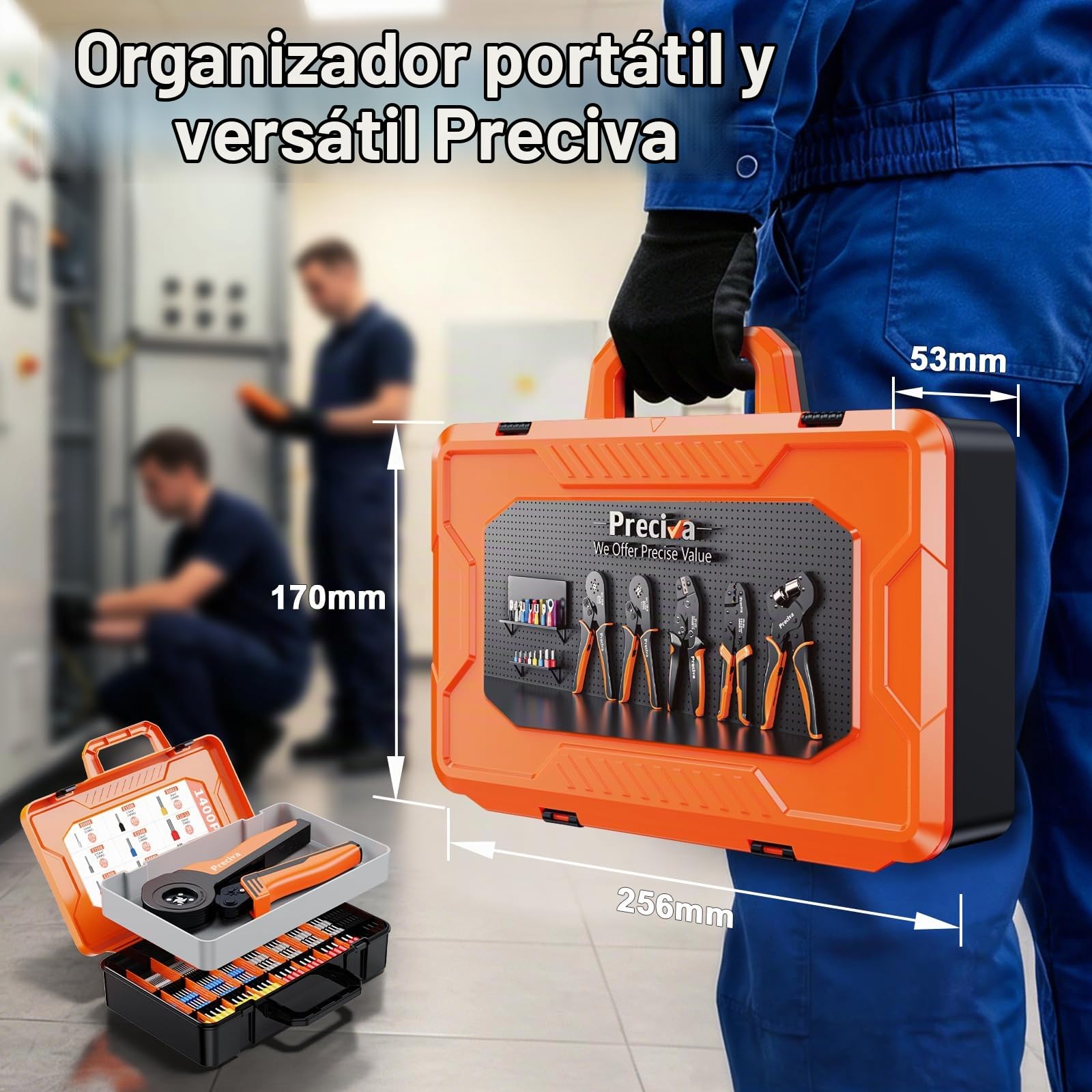 Kit de Crimpadora con 1400 Conectores, Alicates de Terminales AWG 28-5, Juego de Prensa de Cable Ajustable 0.08-16mm², Herramienta de Crimpado para Conectores de Cable