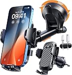 YRU Vrai grade militaire [360° Aspiration de rotation] 2026 Ultimate Car Phone Holder Mount ,90+LBS le plus sûr plus fort & Brevets Certs iPhone 17 16 Pro Max Samsung, Noir foncé