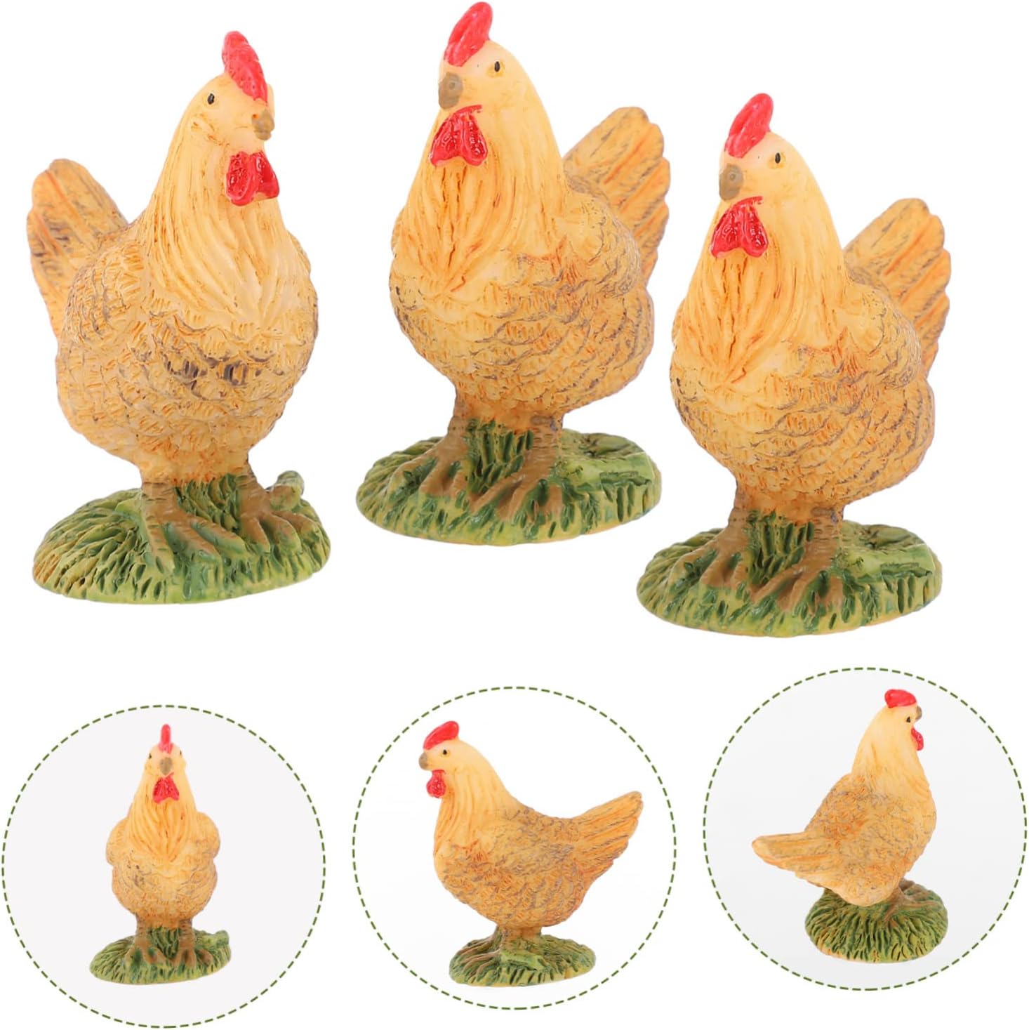 HANABASS 3Pcs Resin Chicken Statue Figurines for DIY Micro Landscape Decor Cute Chick Ornaments for Aquariums and Miniature Gardens Farmhouse Decoration