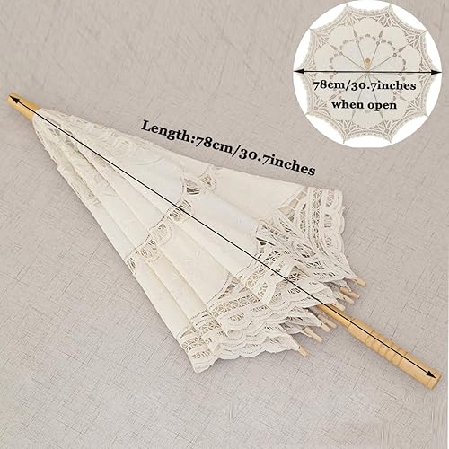 Miniatura 7 de YULUOSHA Paraguas de boda de encaje grande para decoración de fiesta nupcial