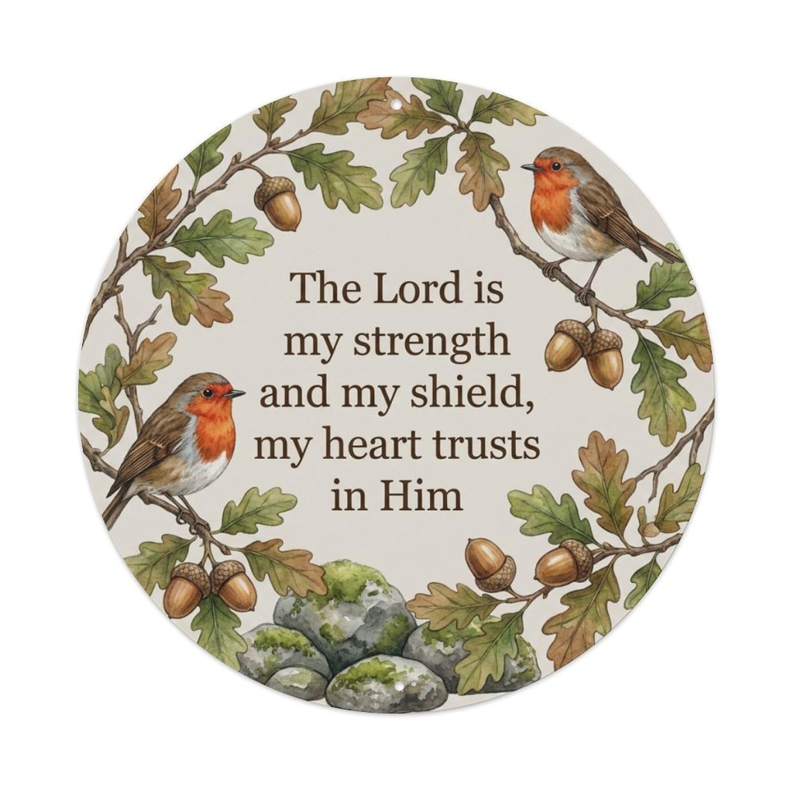 European Robin Strength Shield Trust Quote Metal Tin Sign