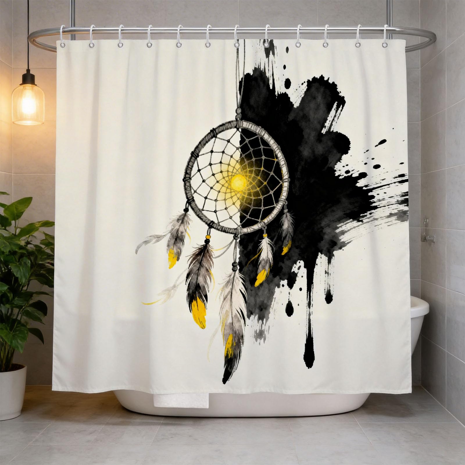 Hongduo 3D Dreamcatcher Shower Curtain for Stalls Bathtubs Ethnic Style Bathroom Decor Shower Curtain Set Polyester Fabric Waterproof 120x180cm/48X71 Inch with Hooks