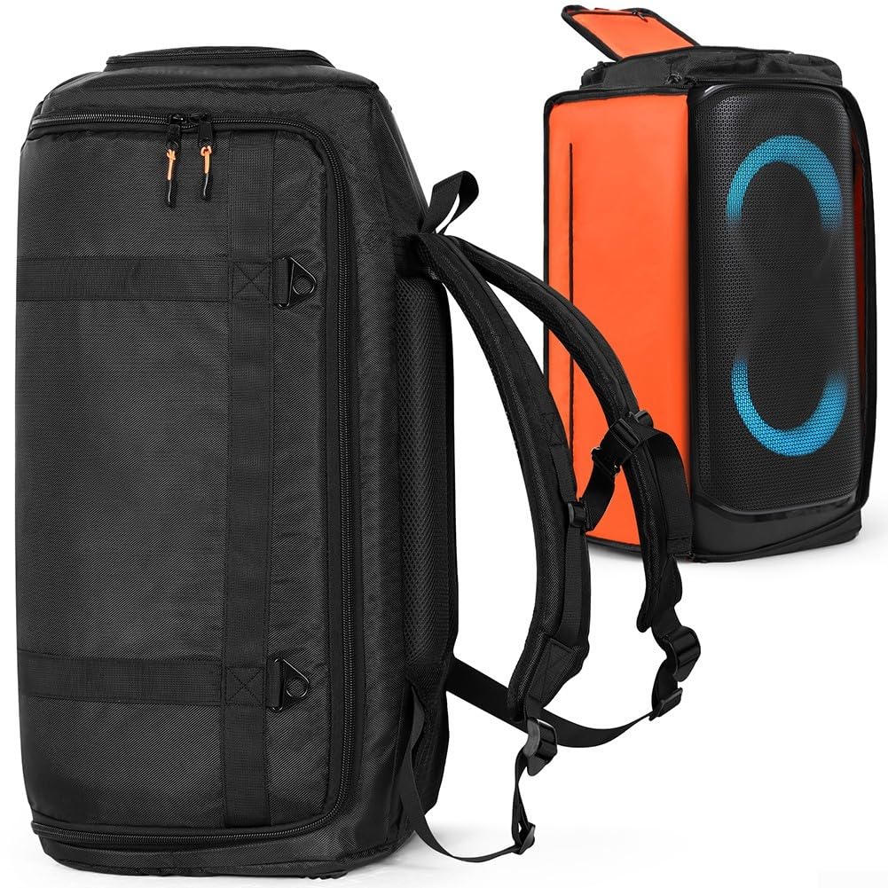 Bolsa de altavoz portátil para JBL para Partybox 320, funda suave con asa y correa ajustable, cubierta de almacenamiento de viaje para equipos de audio (negro)