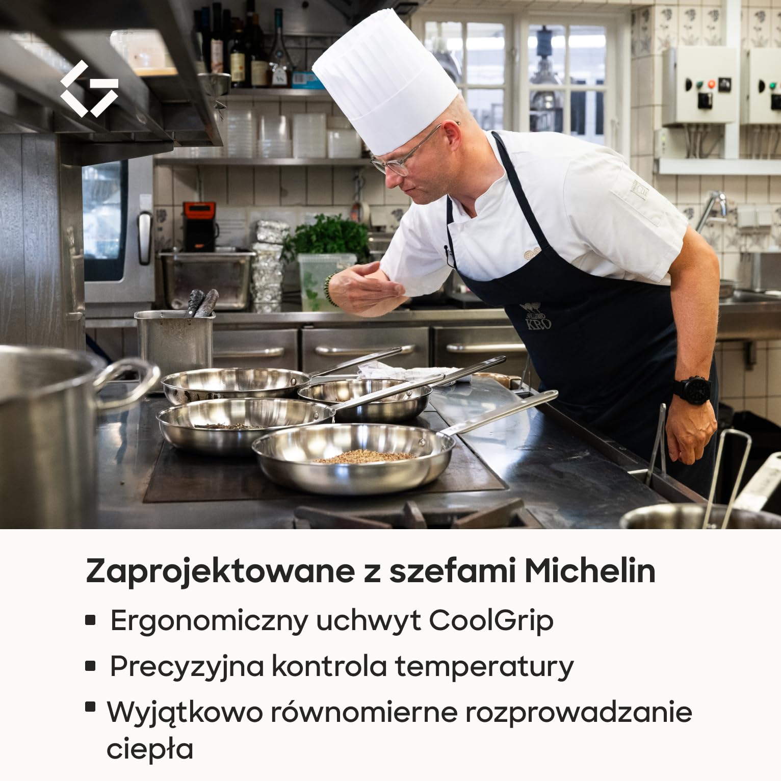 Gastrotools Patelnia 28 cm – 5-warstwowa stal – aluminiowy rdzeń | Doskonałe przewodzenie ciepła • Równomierne smażenie • Do indukcji, gazu i piekarnika • Bez powłoki