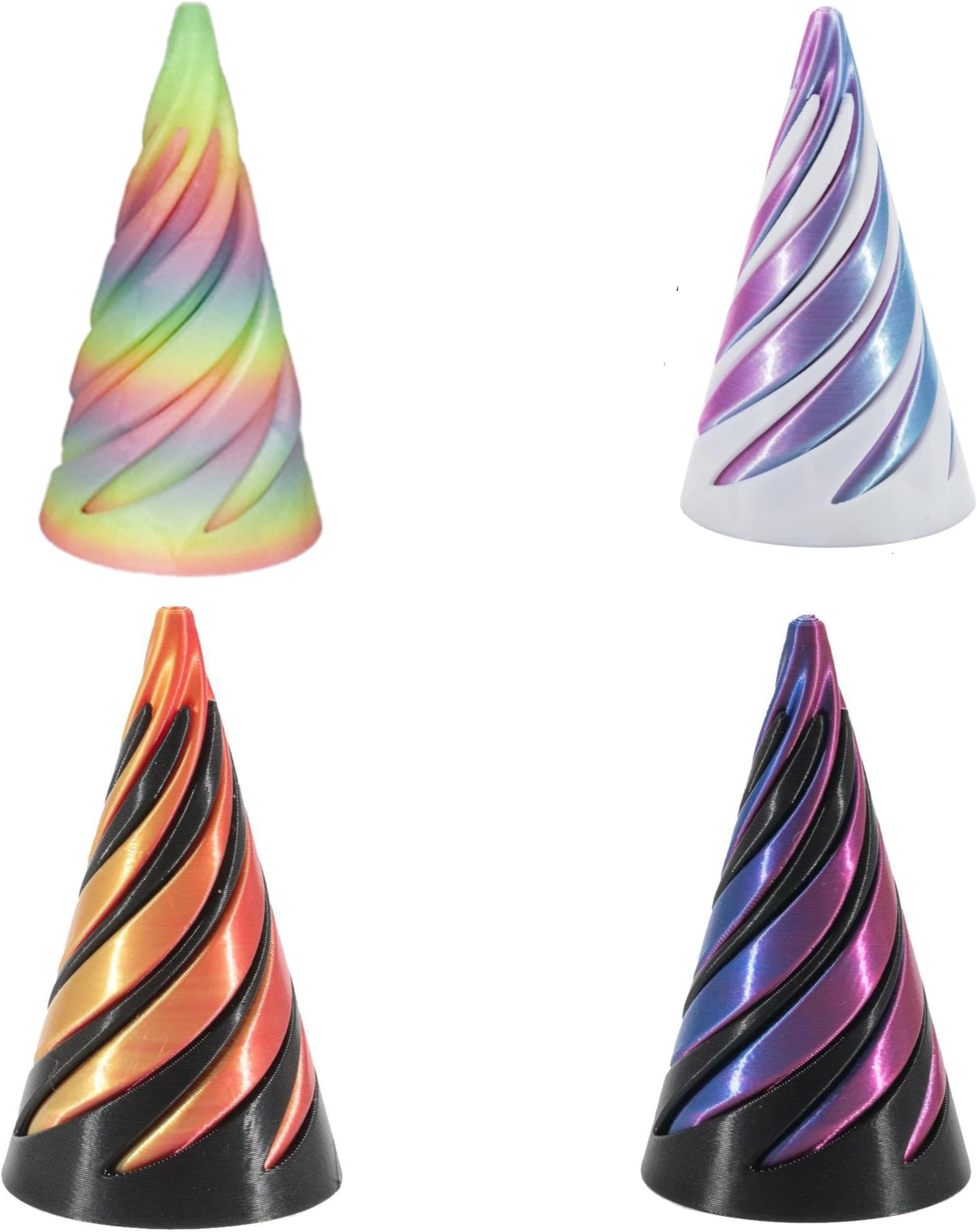 4 Pcs 3D Printed Spiral Cone Fidget Toy, Impossible Pyramid Sensory Toys with Passthrough Design, Stress Relief Fidgets for Office Desk, Anxiety Relief Toys for Adults & Kids, 6.4CM Hand Spinner Toys