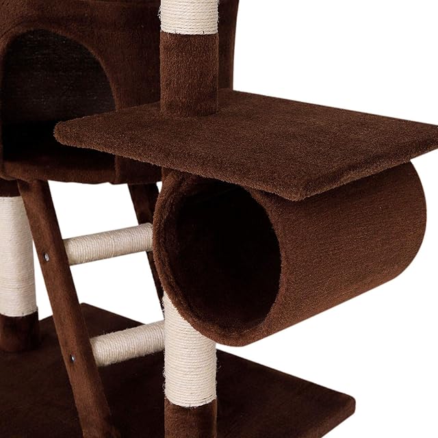 Foto 5 de 7 de lionto XXL Árbol Rascador Escalador para Gatos Altura Ajustable del Techor 230-250 cm, Marrón