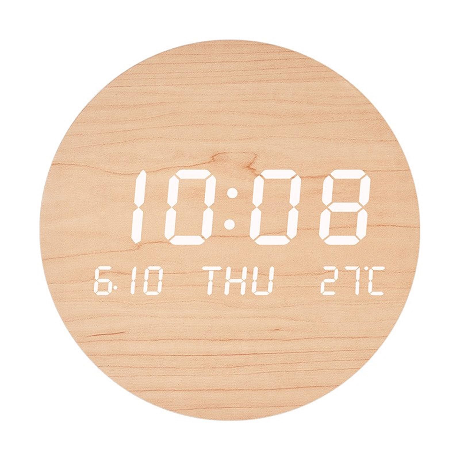 Hsioluted Quiet Operate LED Wall Clock Wall Clock with Clear Display Alarm, for Students and Professional Minimalists Styles Digital LED Display
