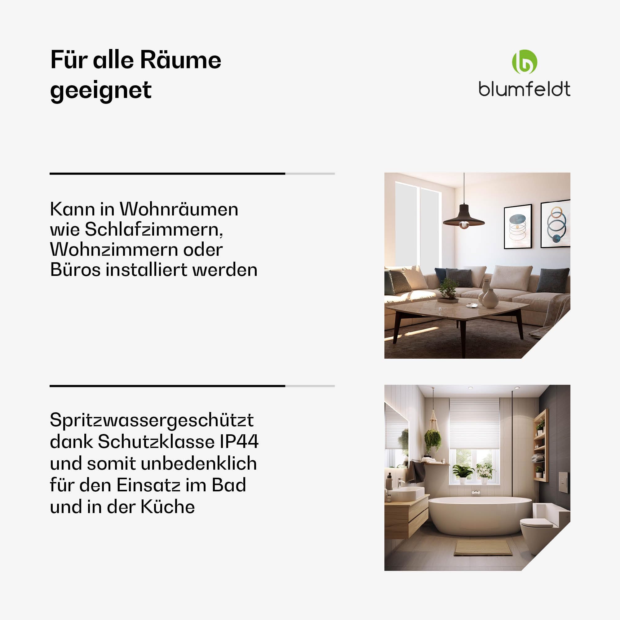 Blumfeldt Infrarot Wandheizung 350W – IP44, WLAN- & App-Steuerung, Thermostat, Überhitzungsschutz, Infrarotheizung für Bad & Wohnzimmer, Energieeffizient, Wandmontage, Holz Design