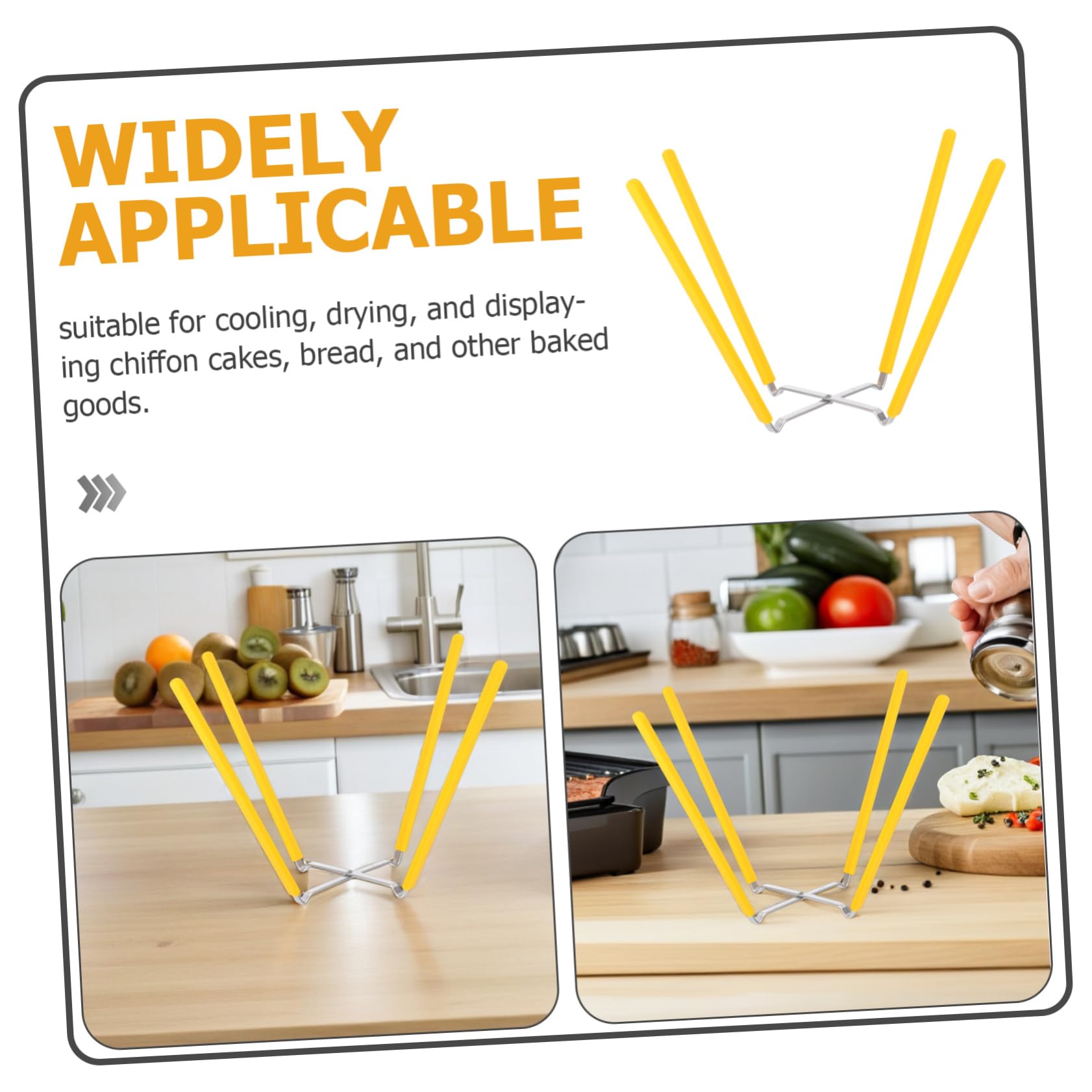 Supporto per Torta Chiffon in Acciaio Inossidabile Pieghevole con Artigli, Design Invertito, Facile da Pulire e Versatile per Dolci e Pane Giallo