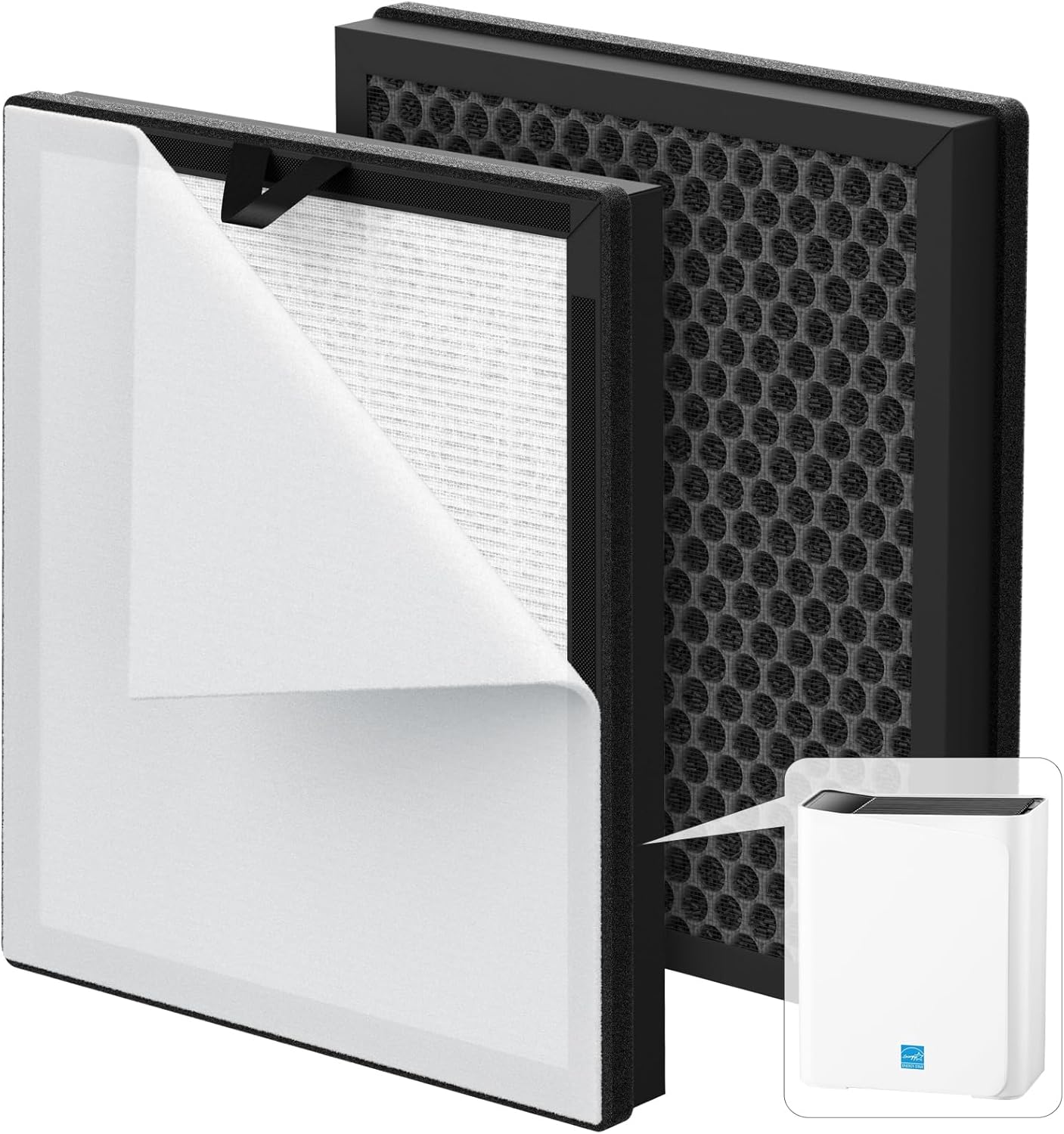 5-in-1 Air Filter Compatible with AEOCKY Air Purifier Model Cybertron, for Home Large Room Pets (with Washable Pre-Filter), 2 Pack