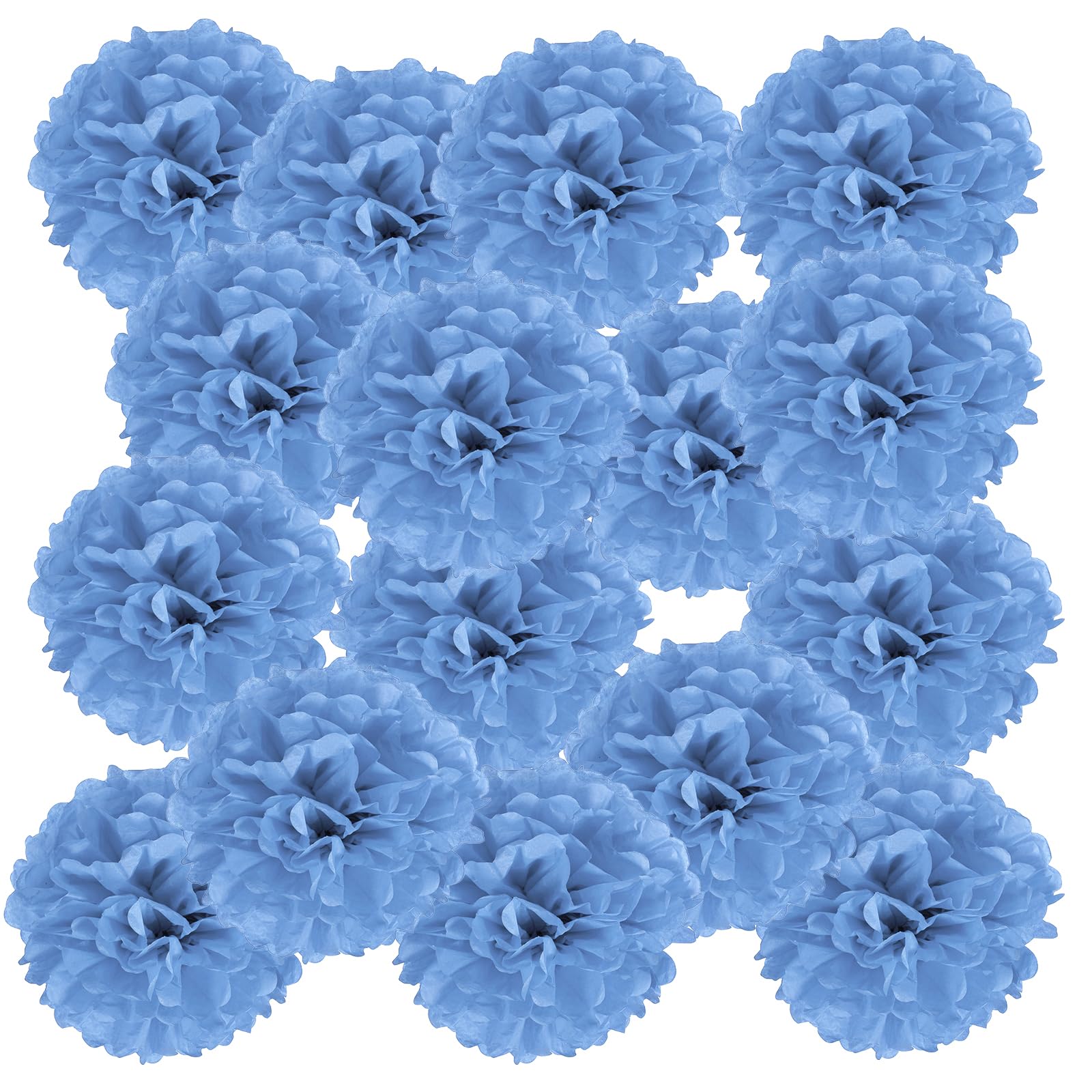 Pompons en tissu lake blue PATIKIL | Boules de fleurs papier 15 cm pour déco de fête x20