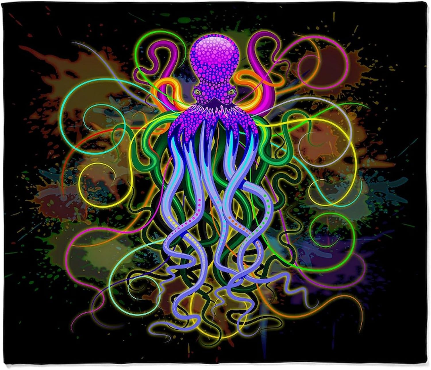 CafePress Octopus Psychedelic Luminescence Throw Blanket Super Soft Fleece Plush Throw Blanket, 60"x50"