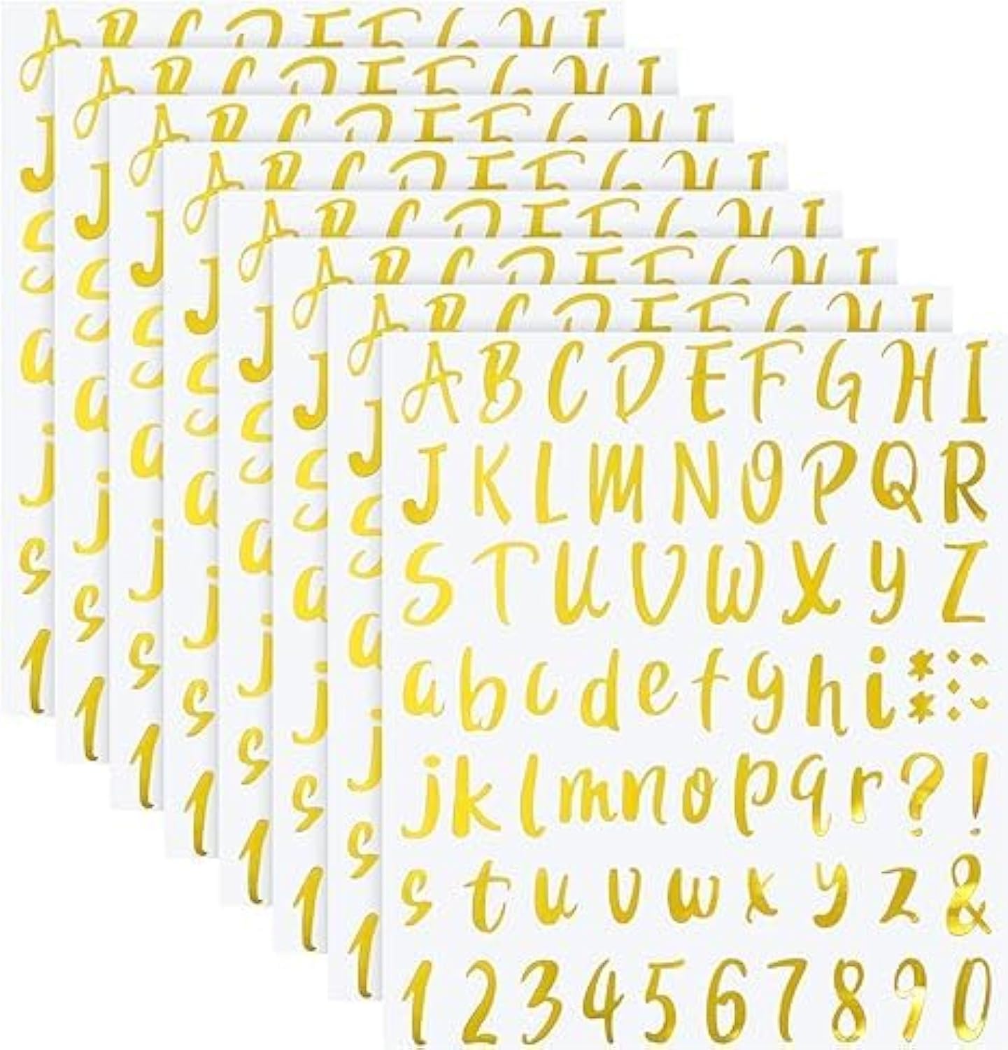 576 Pieces 8 Sheets Graduation Letters Stickers Self Adhesive Vinyl Letter Alphabet Number Stickers Mailbox Numbers Sticker, Decals for Classroom Decor, Sign, Door(Yellow, 1 Inch)