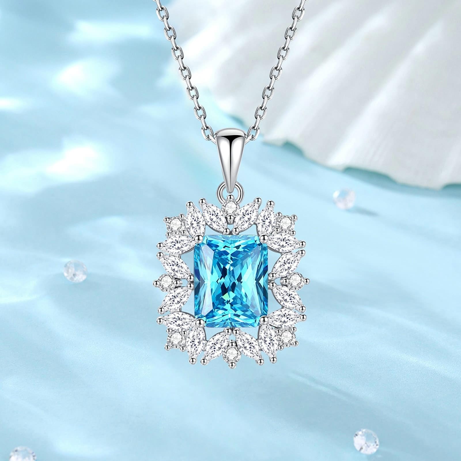 Naszyjnik z żółtego złota 18K 750 z radianem niebieski topaz, luksusowy wisiorek 45 cm