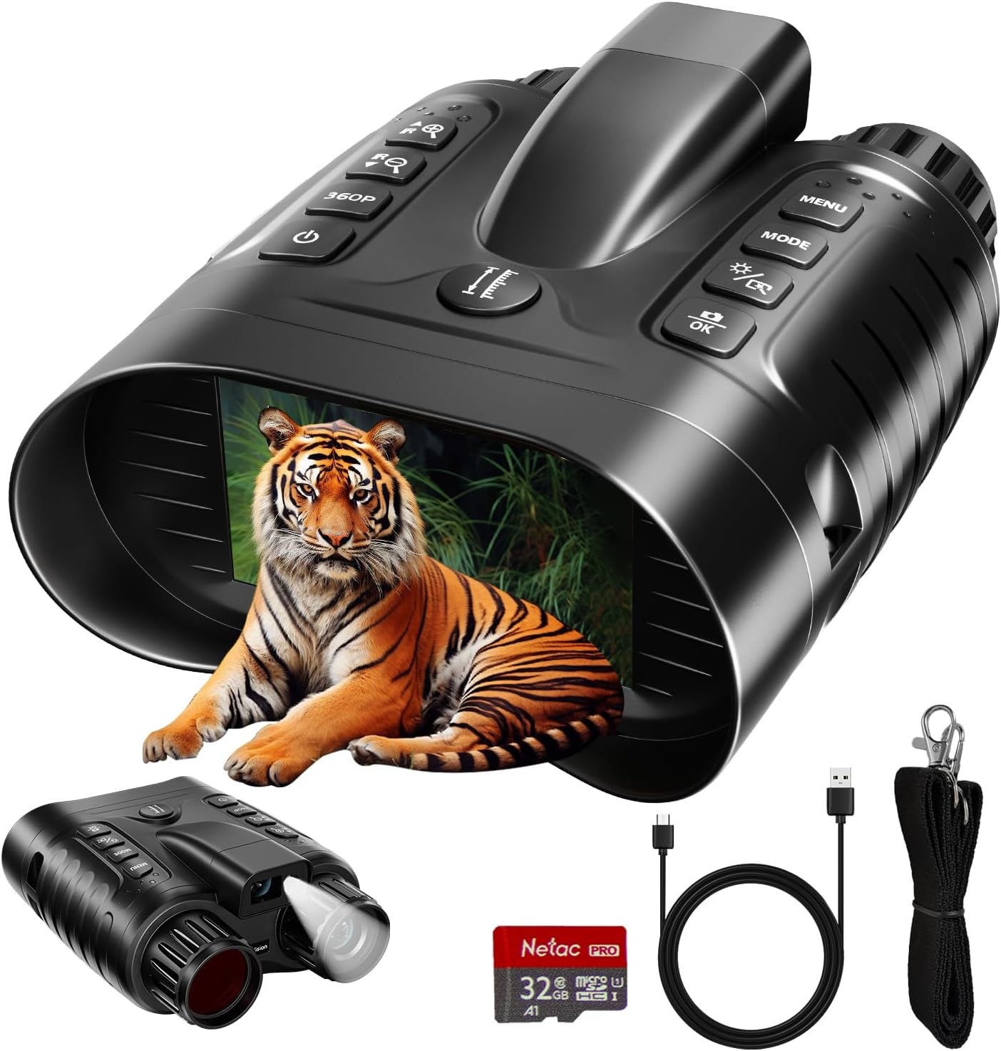 4K Night Vision Binoculars with Range Finder for Adults – Infrared Night Vision Goggles with 8× Zoom, 36MP Photo & 4K Video Recording – for Hunting, Camping, Wildlife & Home Security