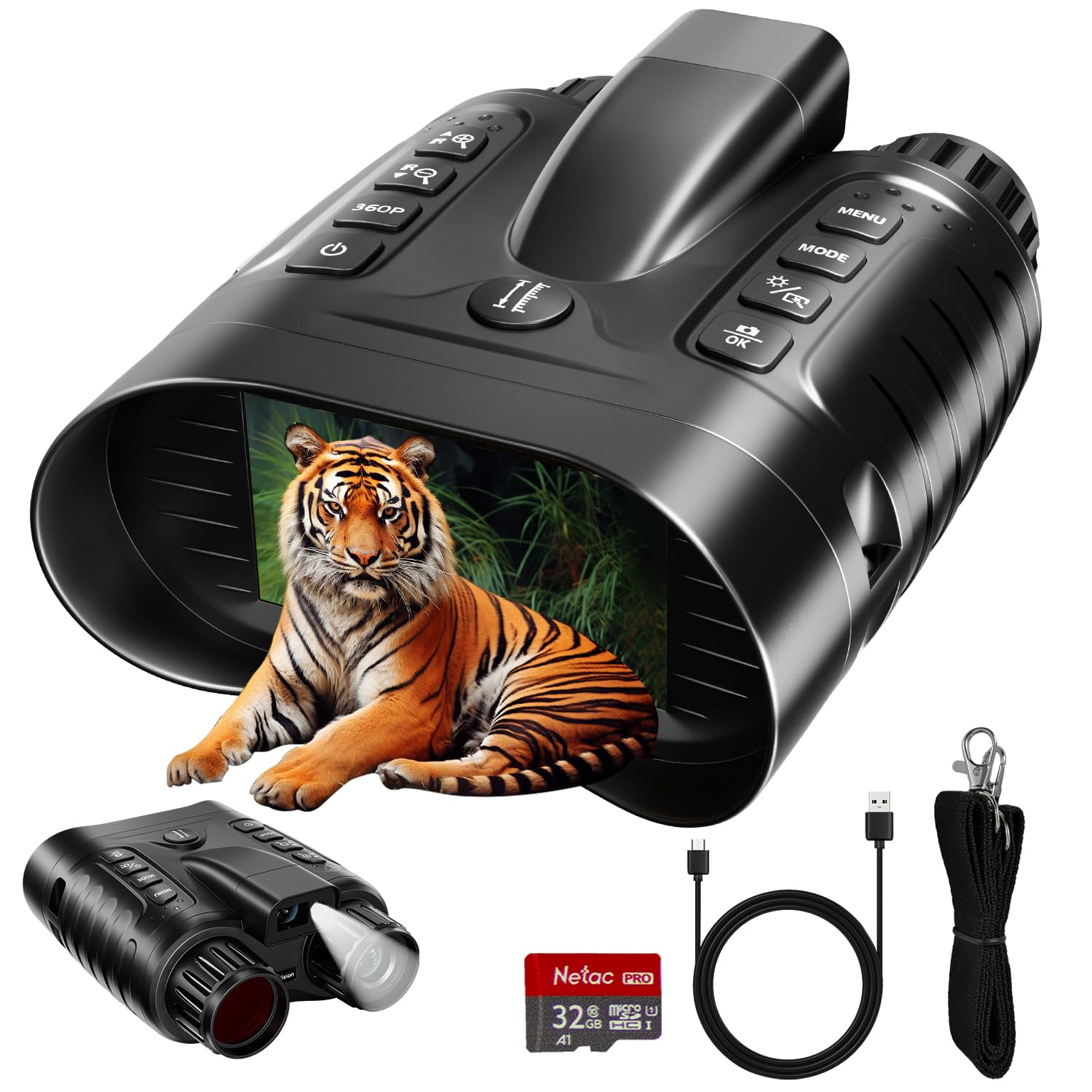 4K Nachtsicht Fernglas mit Entfernungsmesser für Erwachsene - Infrarot Nachtsichtbrille mit 8× Zoom, 36MP Foto & 4K Videoaufzeichnung - für Jagd, Camping, Wildtiere & Haussicherheit