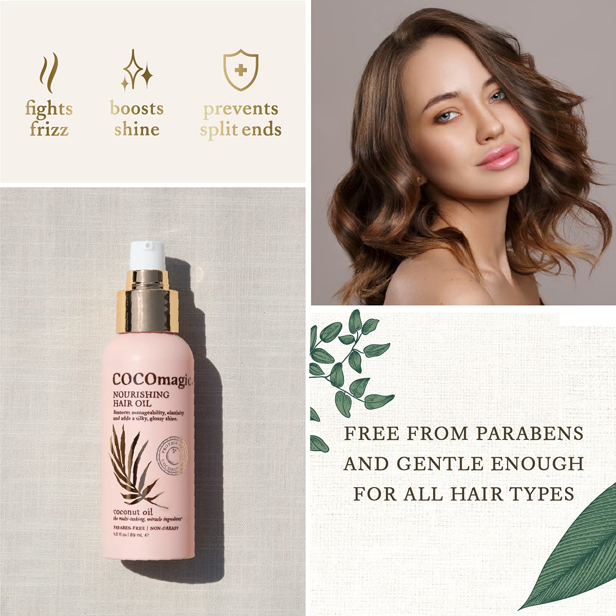 Cocomagic Nourishing Hair Oil | Promotes Healthy-Looking Hair | Restore Manageability, Add Silky, Glossy Shine | Paraben Free, Cruelty Free, Made in USA (3 oz) - Image 4