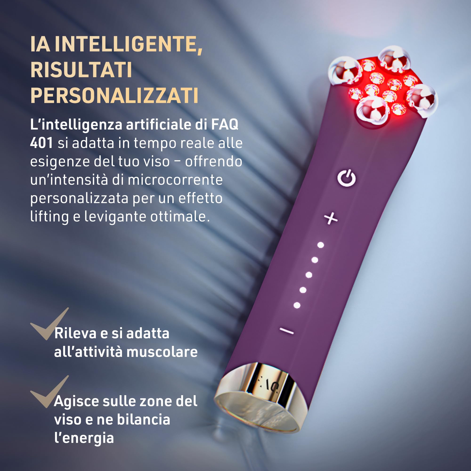 FAQ 401 Dispositivo Lifting Viso A Microcorrente - LED Blu E Rosso | Dispositivo A Microcorrente, Massaggiatore Viso, Lifting, LED Rosso E Blu, Drenaggio Linfatico, Tonificazione, Con IA