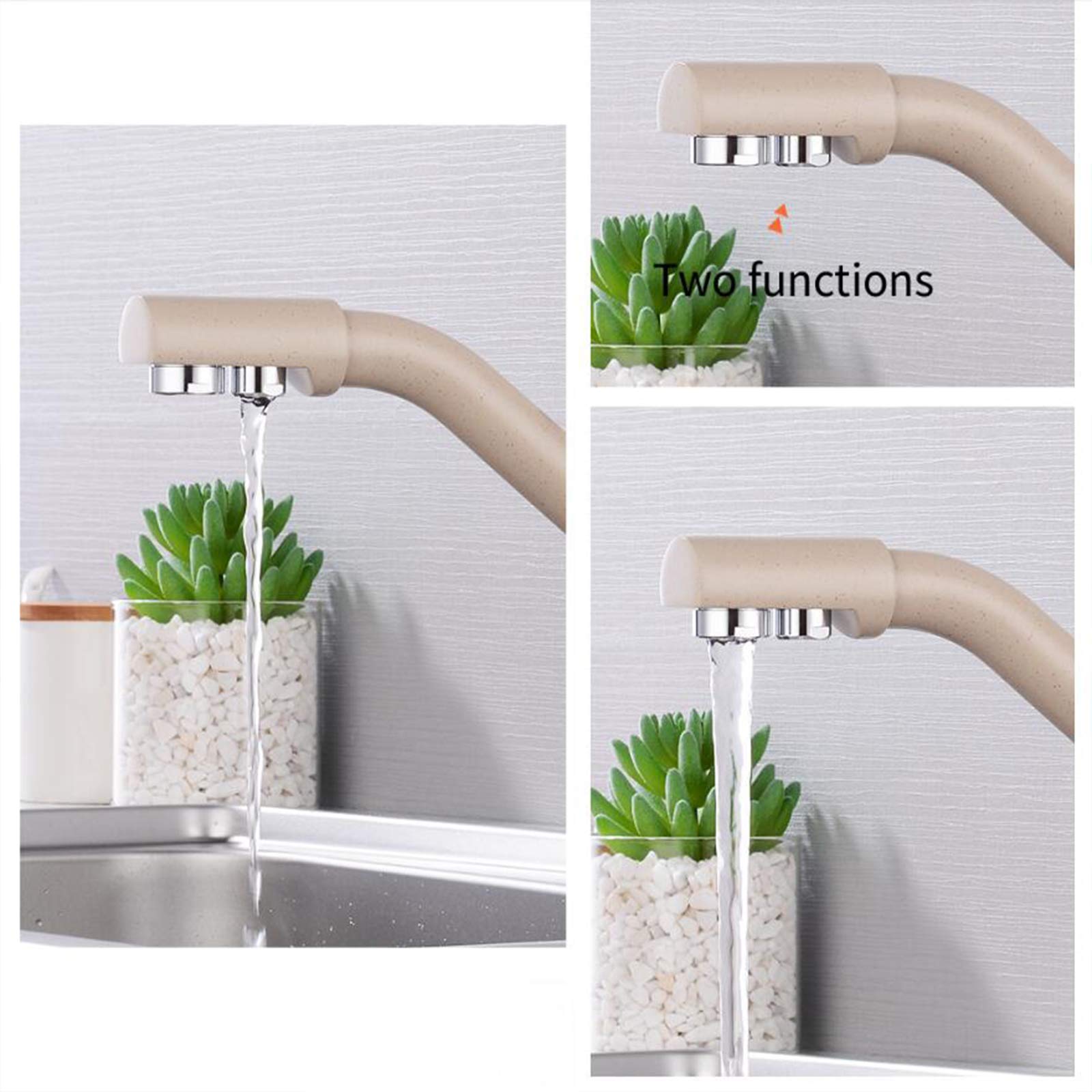 Rubinetto Cucina 3 Vie Con Osmosi - Miscelatore Doppia Leva Per Acqua Potabile, Girevole 360° - Foto 3